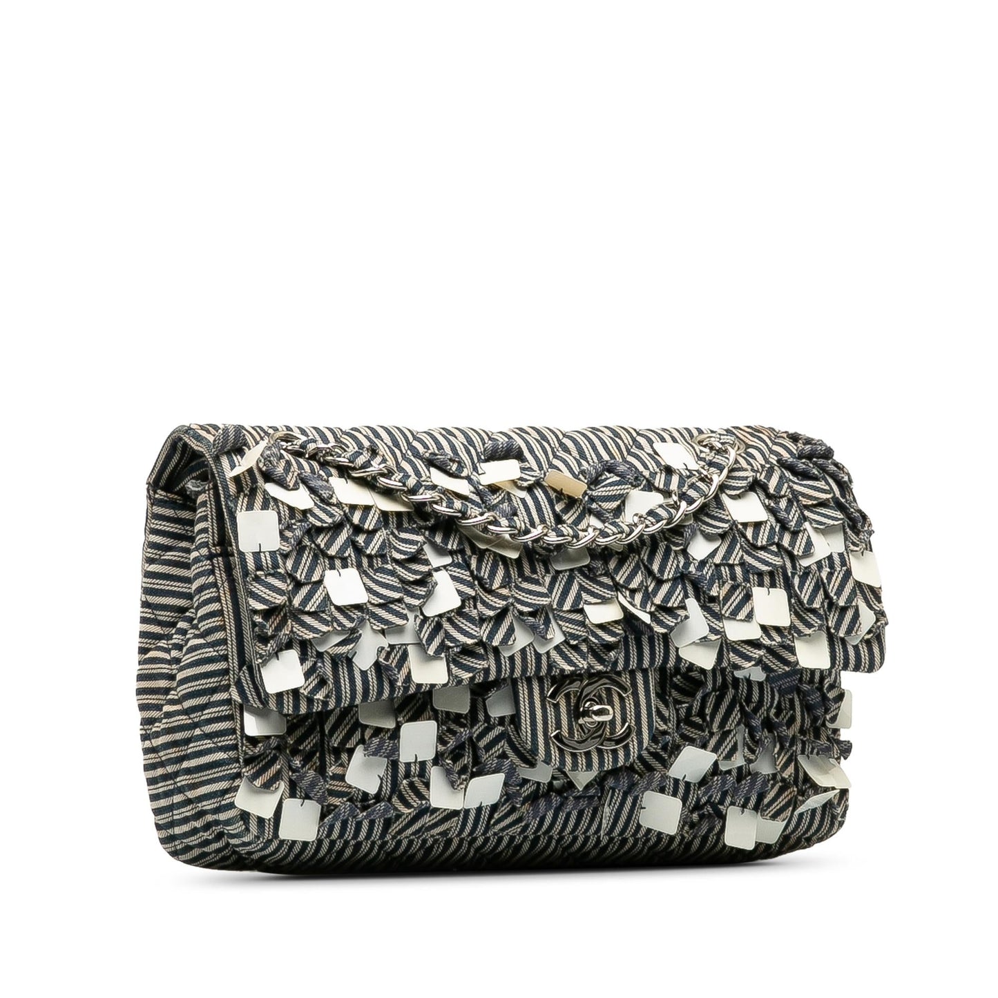 Chanel Cotton Striped Double Flap SHG-TDyWsX Handbag