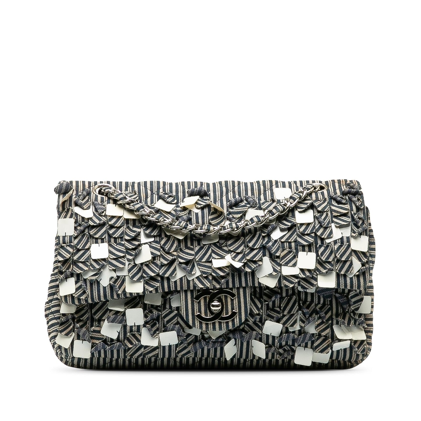 Chanel Cotton Striped Double Flap SHG-H6a1oN Handbag