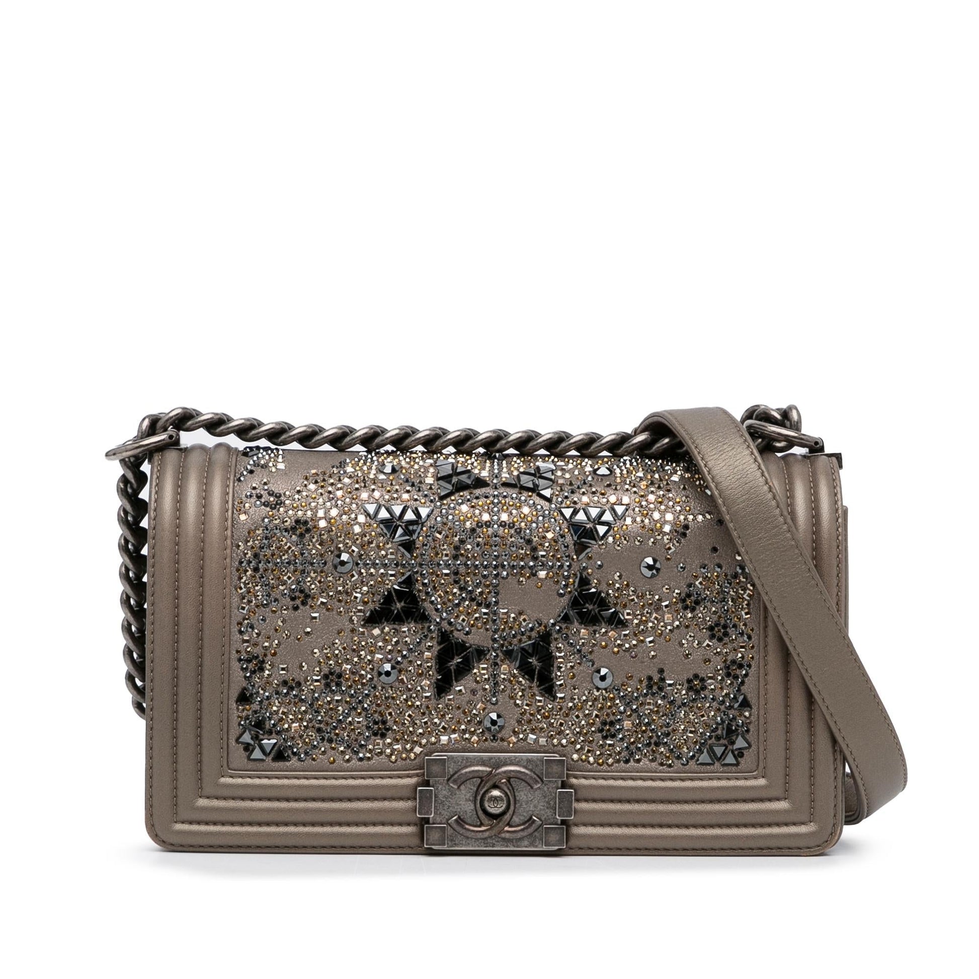 Chanel Crystal Embellished Goatskin Boy Handbag Boy 1