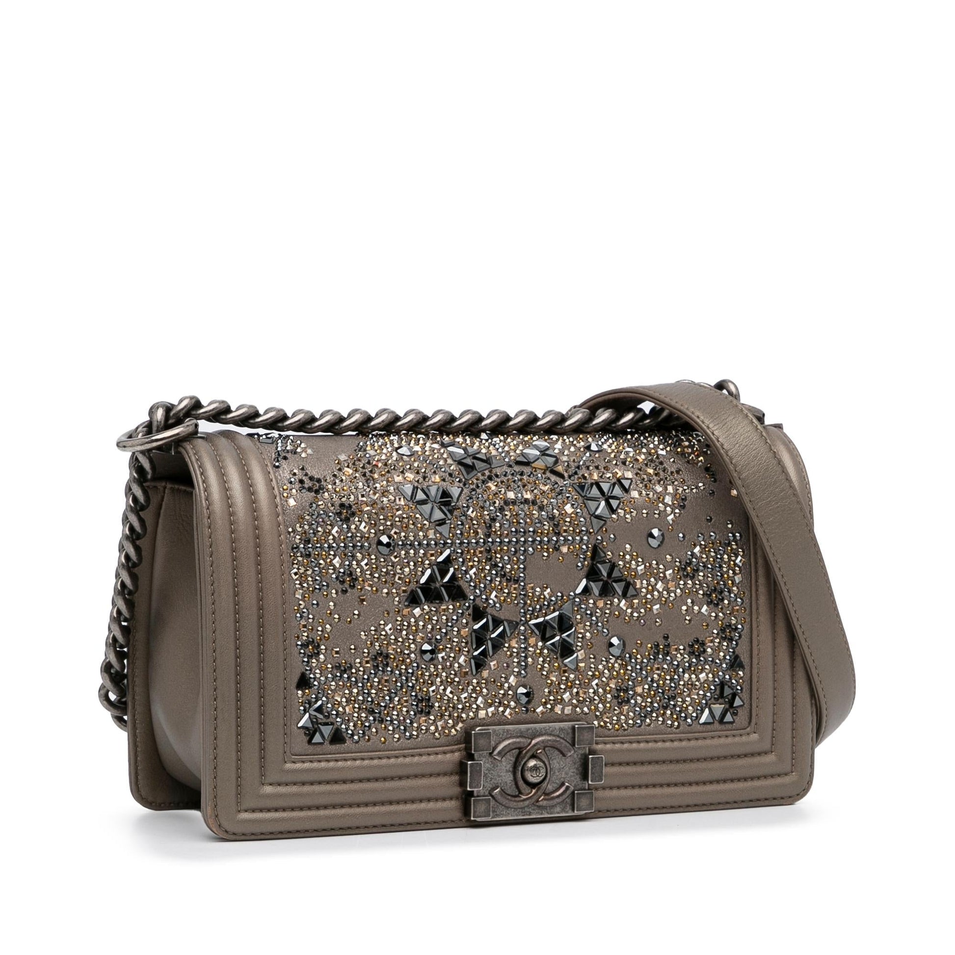 Chanel Crystal Embellished Goatskin Boy Handbag Boy 1