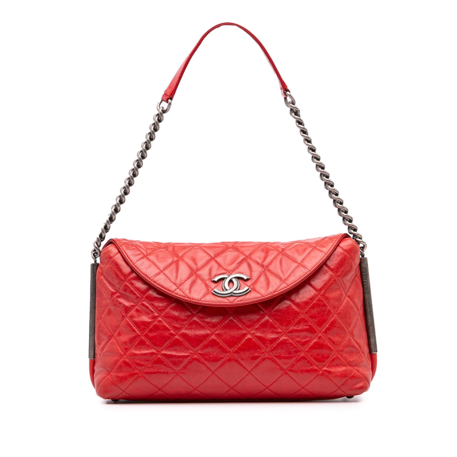 Chanel Glazed Calfskin Stitch It Fold Over Handbag