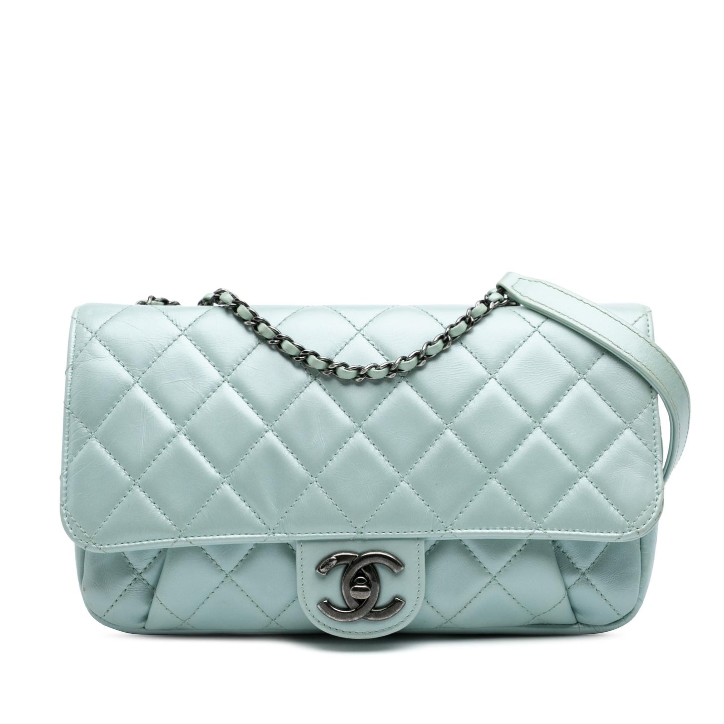 Chanel Quilted Calfskin Coco Pleats Flap Handbag Chain Flap