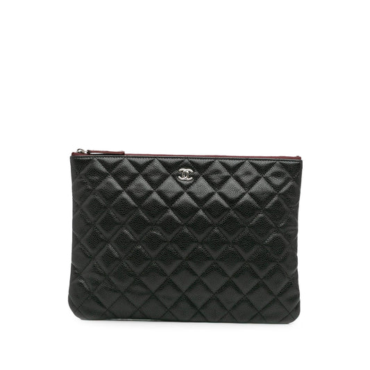 Chanel Quilted Caviar O Clutch Bag