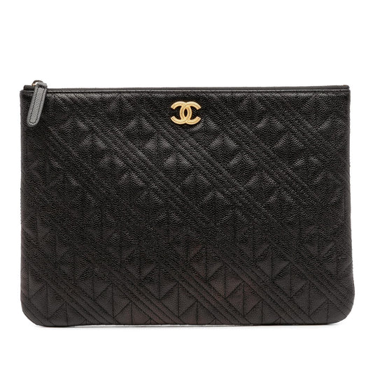 Chanel Quilted Caviar O Clutch Bag Clutch 1
