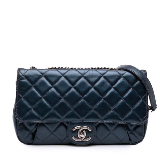 Chanel Quilted Glazed Calfskin Coco Pleats Flap Handbag Pleats Flap
