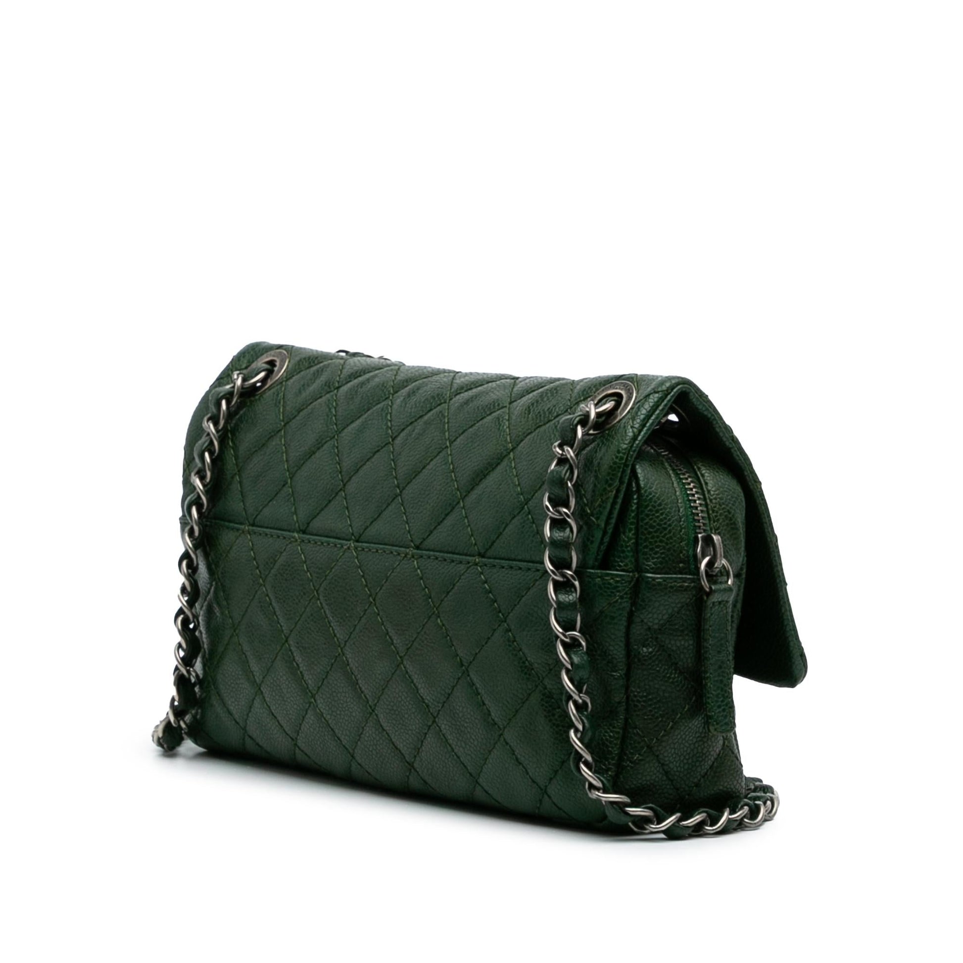 Chanel Quilted Iridescent Caviar Easy Flap Handbag Easy Flap