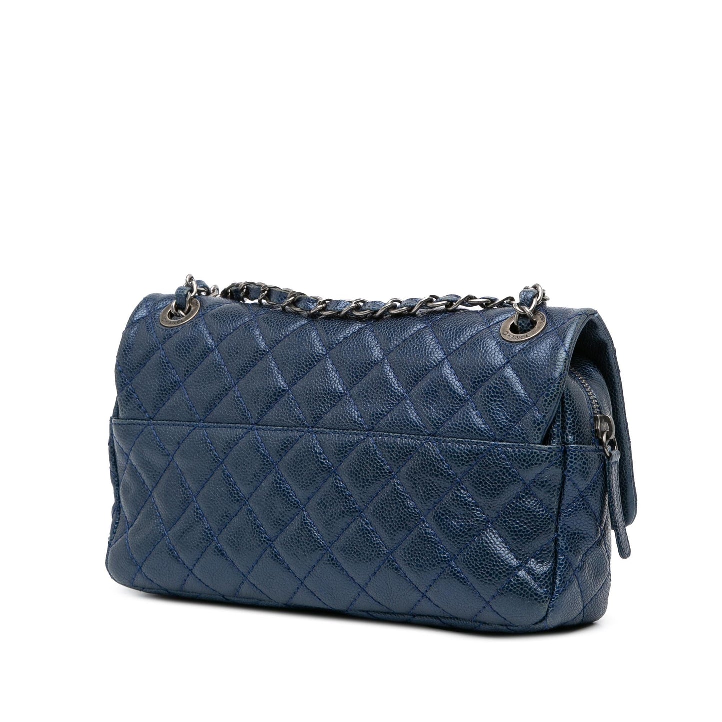 Chanel Quilted Iridescent Caviar Easy Flap Handbag Flap 3