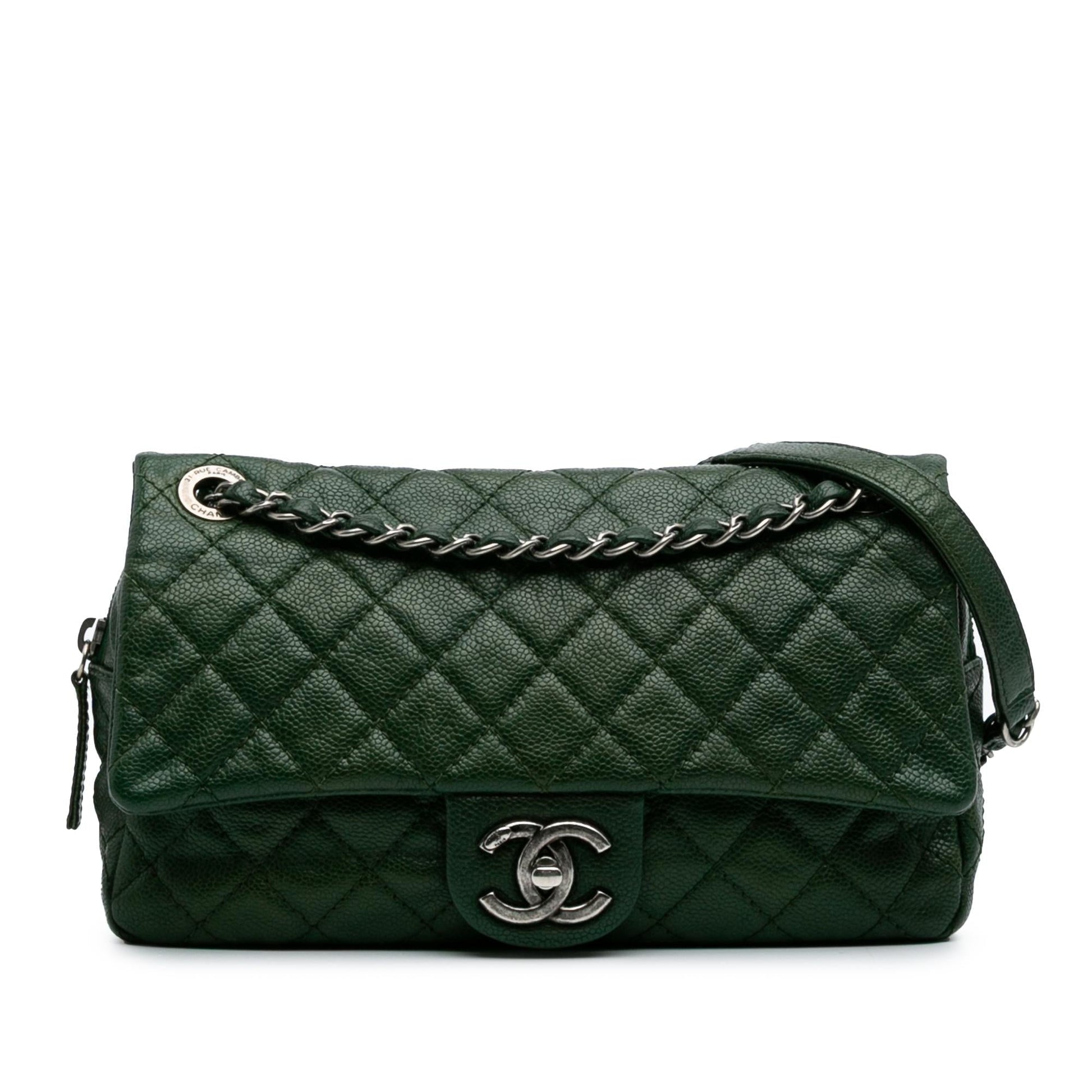 Chanel Quilted Iridescent Caviar Easy Flap Handbag Flap 2