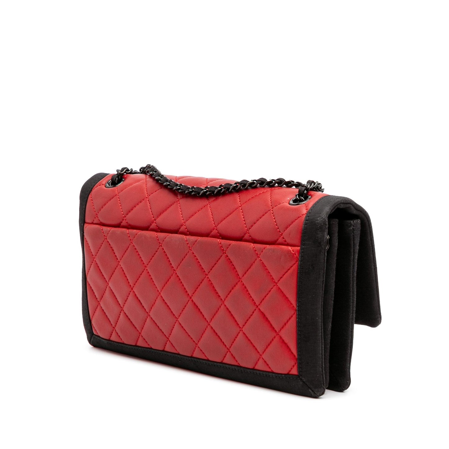 Chanel Quilted Lambskin Grosgrain Two Tone Flap Handbag Flap 3
