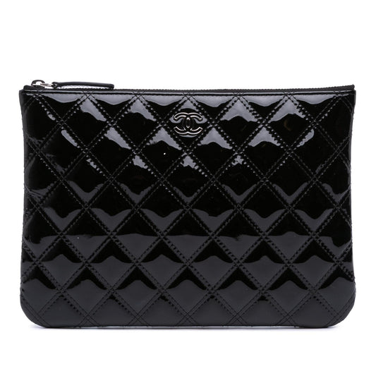 Chanel Quilted Patent O Clutch Bag Case Clutch