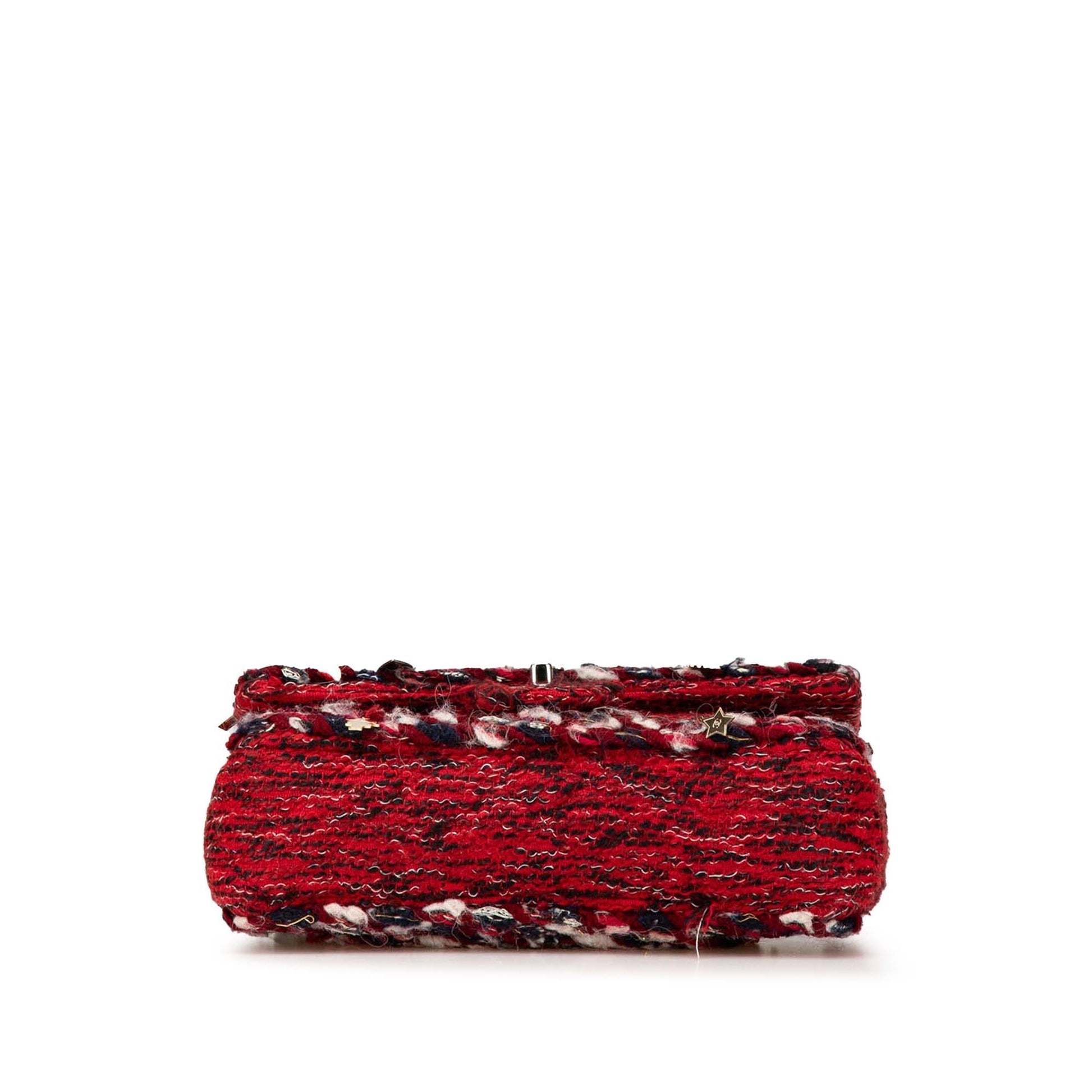 Chanel Tweed Braided Charms Double Flap Key Chain