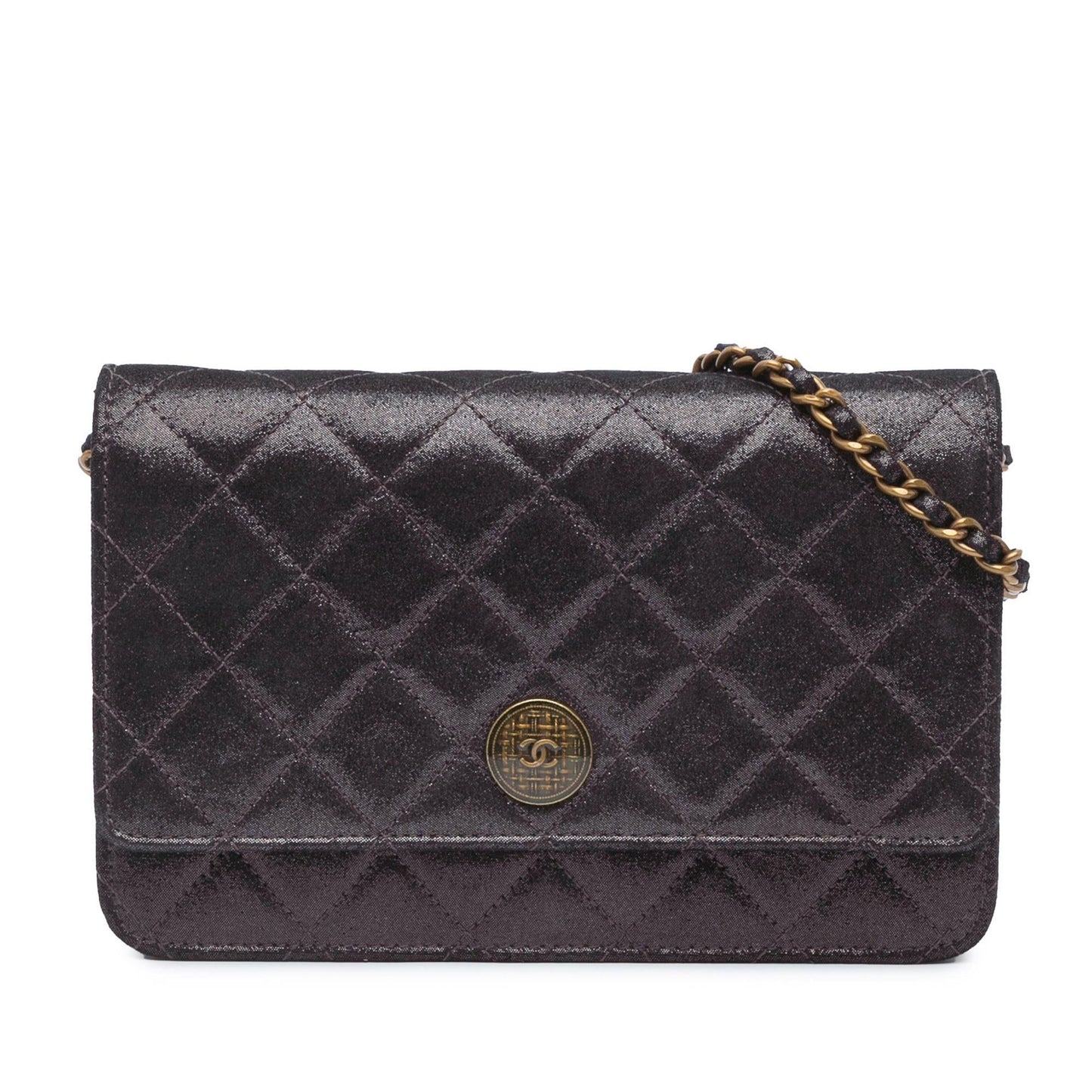 Chanel Metiers dArt Quilted Iridescent Lambskin Tartan Wallet Case Chain 1