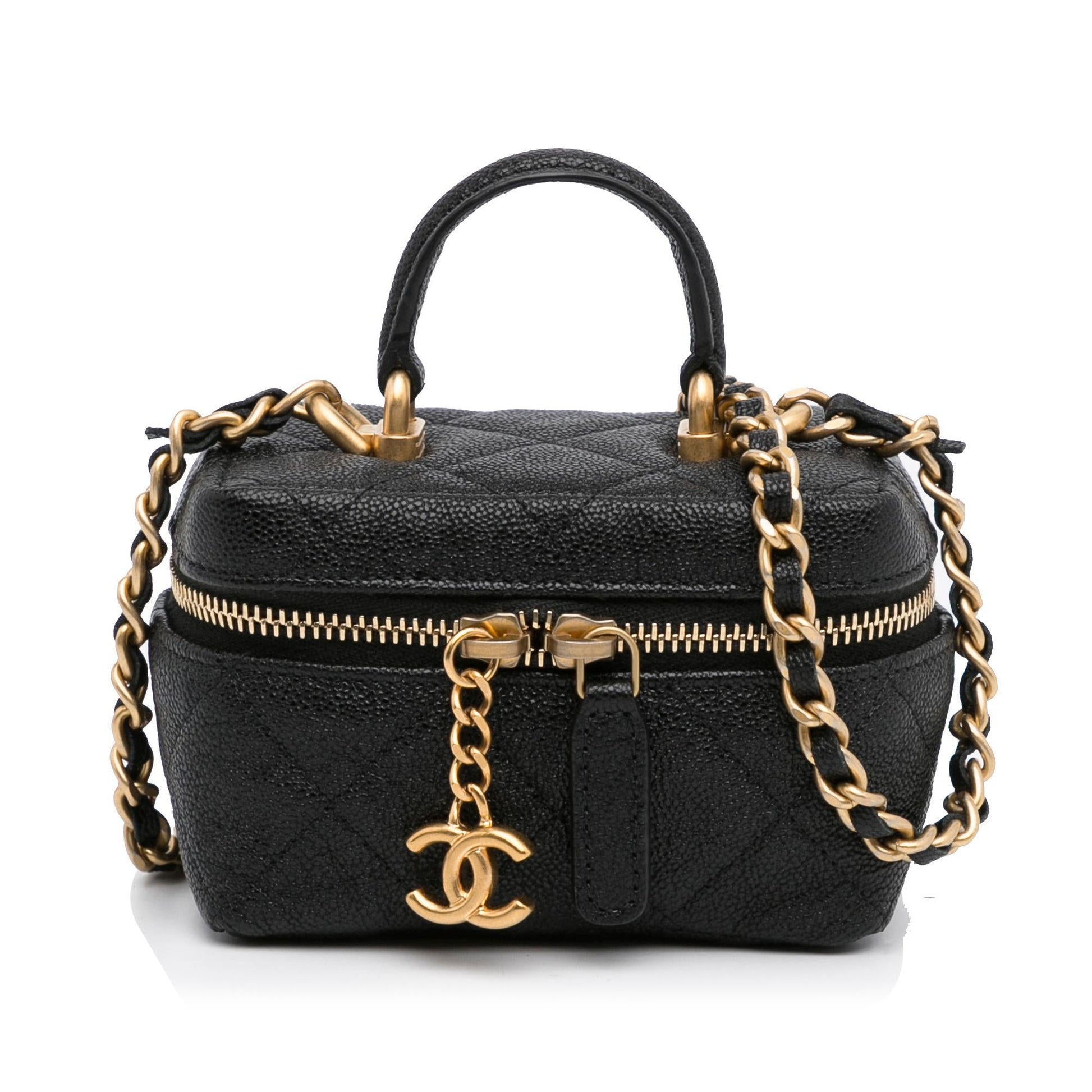 Chanel Micro Caviar Vanity Handbag Shg Hliw6X