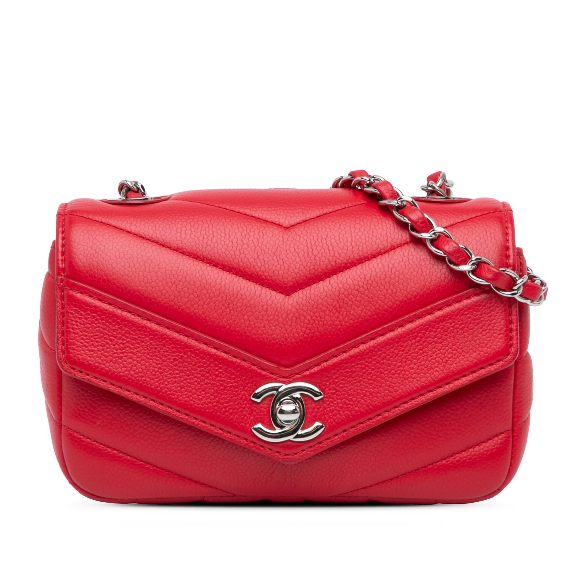 Chanel Caviar Chevron Data Center Envelope Flap Shoulder Bag Shg Fu8Ttw