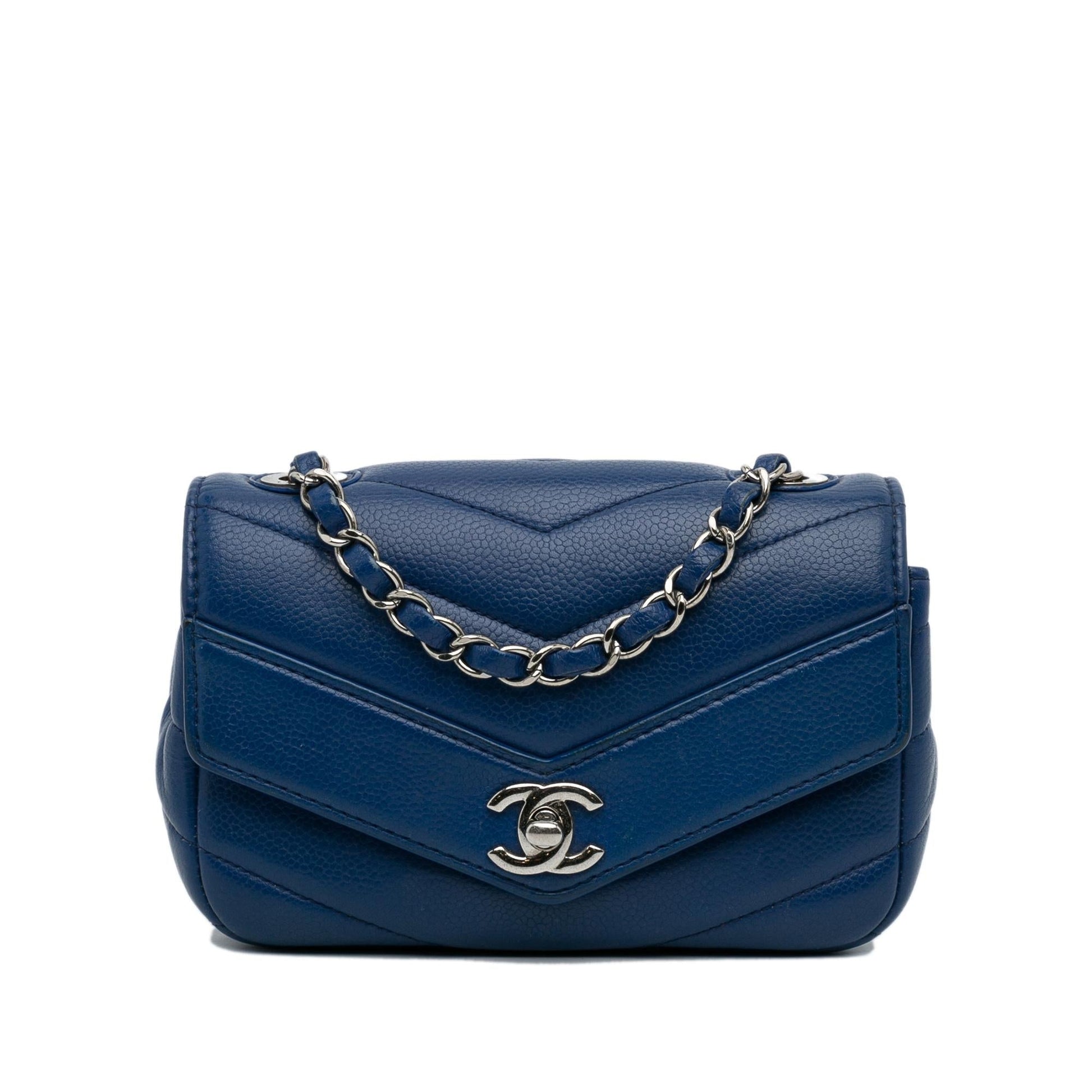 Chanel Caviar Chevron Data Center Envelope Flap Shoulder Bag Flap Bag