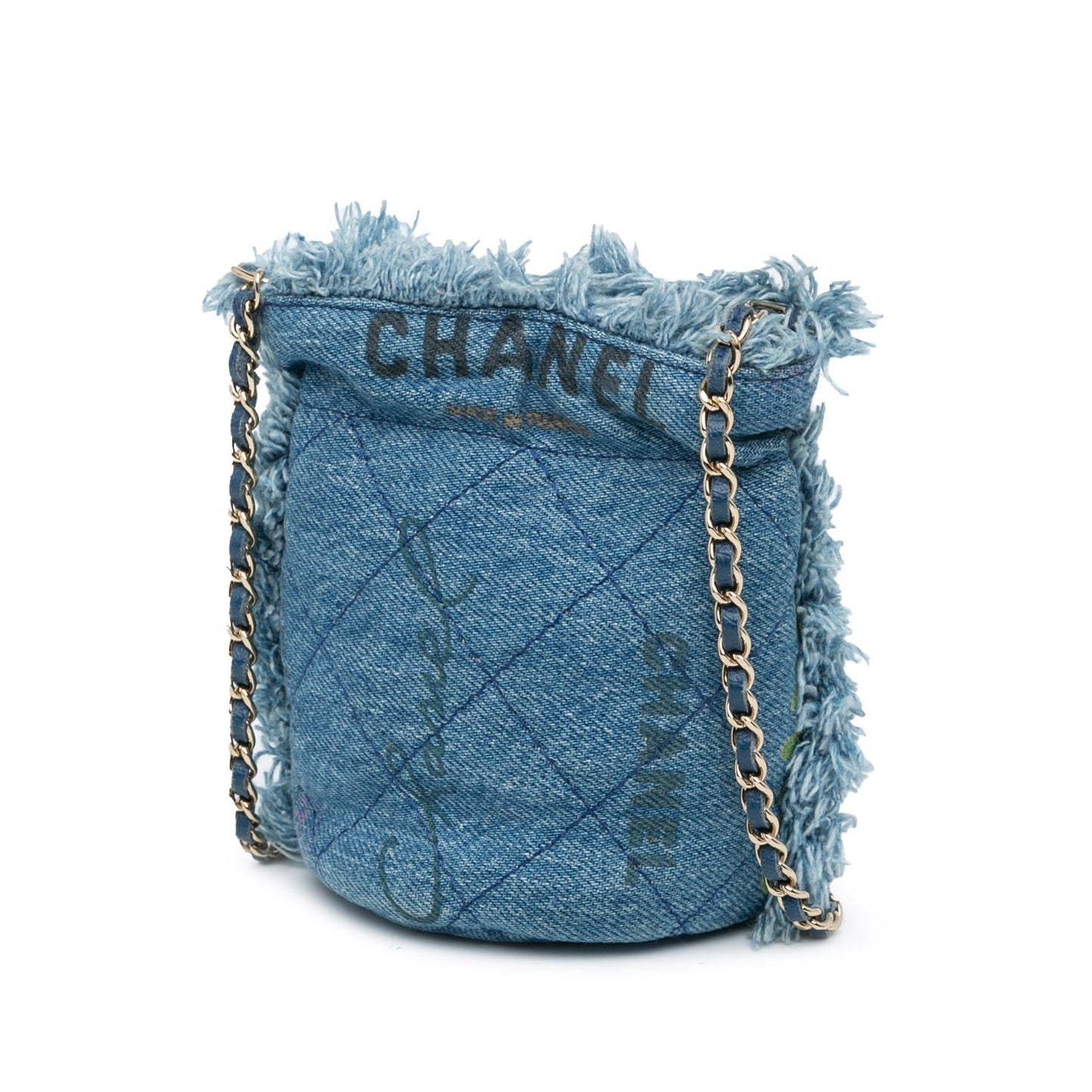 Chanel Denim Mood Bucket Bag With Chain