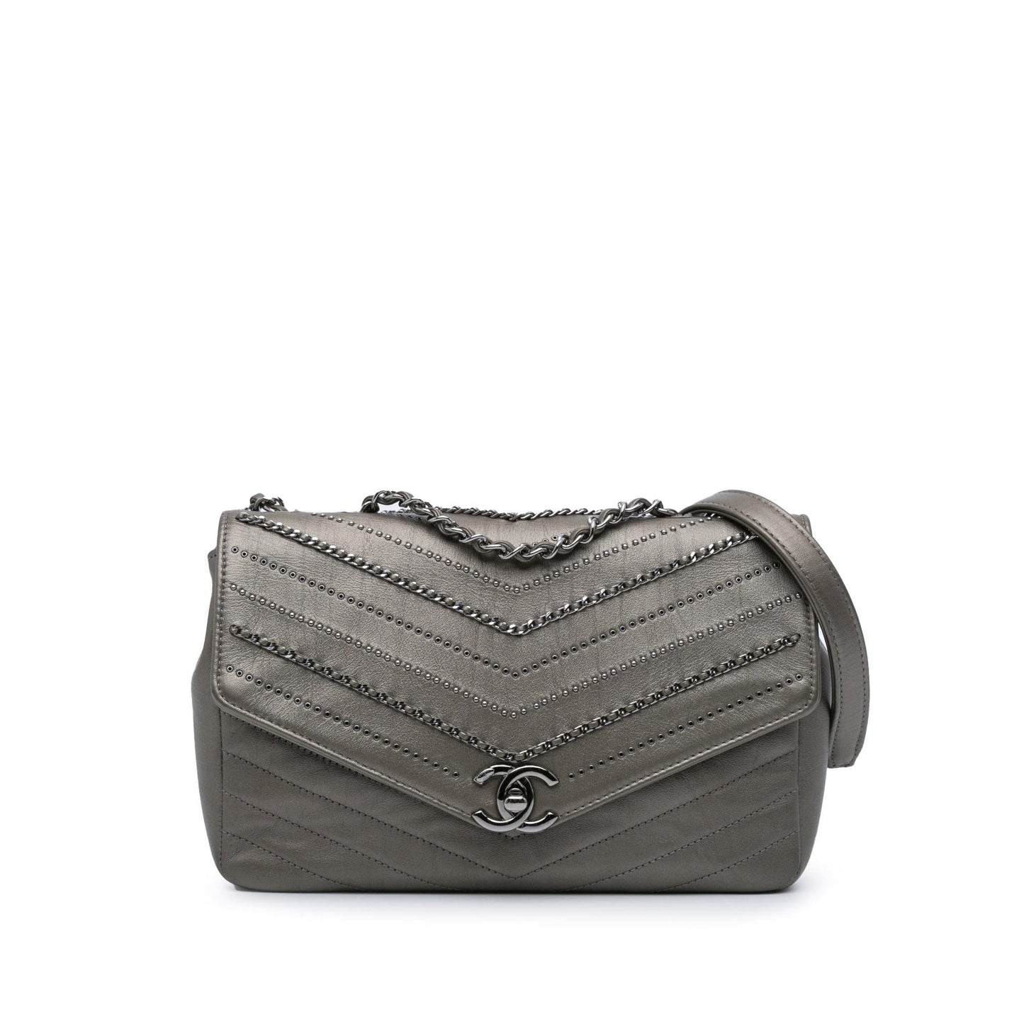 Chanel Embellished Calfskin Chevron Square Envelop Flap Mini Bag Envelop Flap