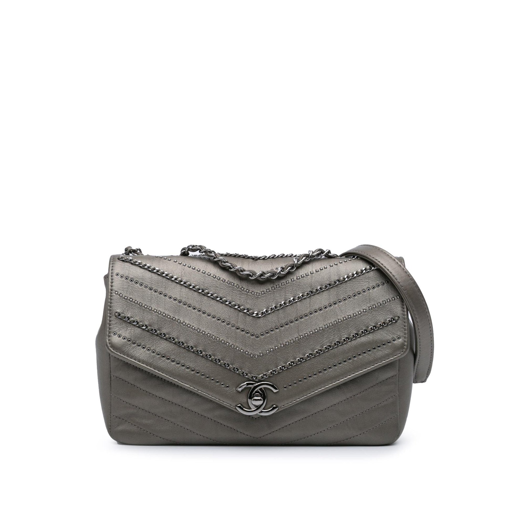 Chanel Embellished Calfskin Chevron Square Envelop Flap Mini Bag Envelop Flap