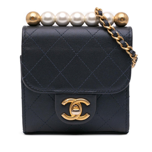 Chanel Goatskin Chic Pearls On Clutch Bag On Chain