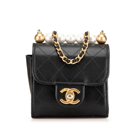 Chanel Goatskin Chic Pearls On Clutch Bag Chain 2
