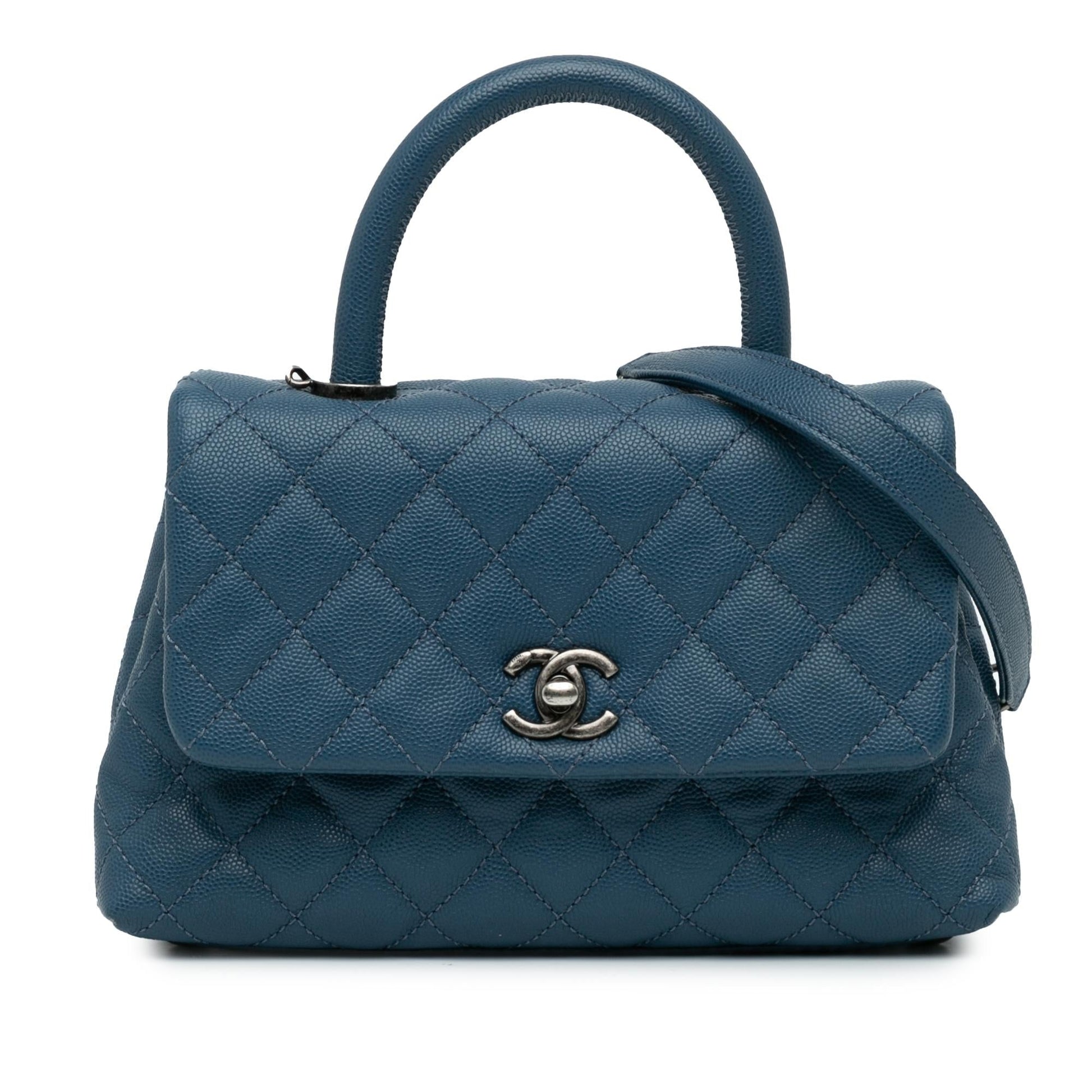 Chanel Quilted Caviar Coco Top Handle Mini Bag
