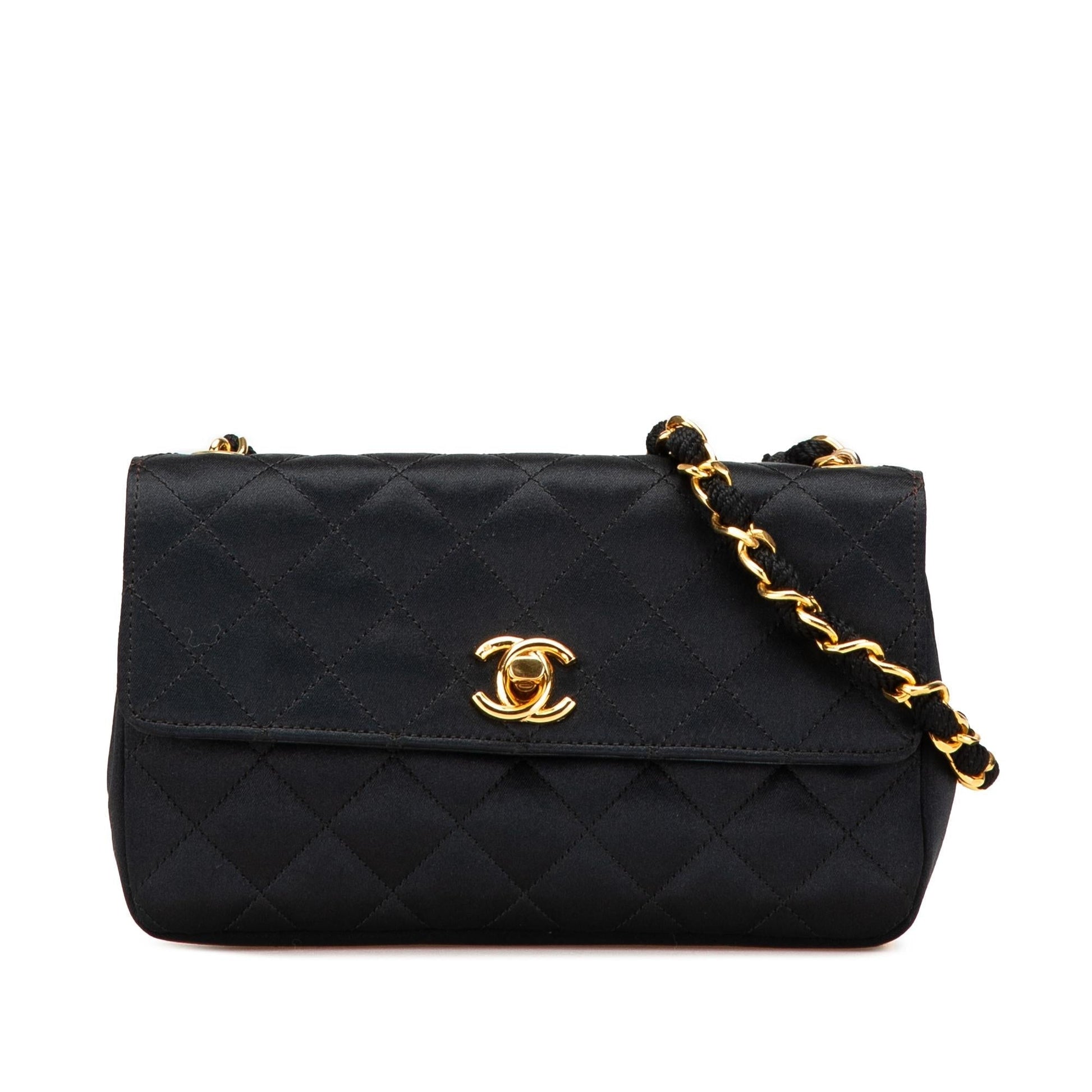 Chanel Rectangular CC Quilted Satin Flap Mini Bag