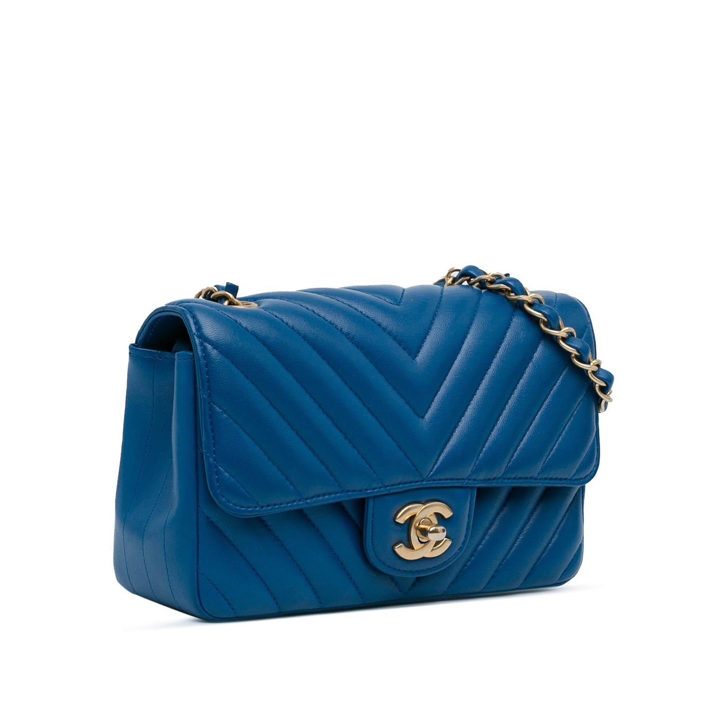 Chanel Rectangular Classic Chevron Lambskin Single Flap Mini Bag