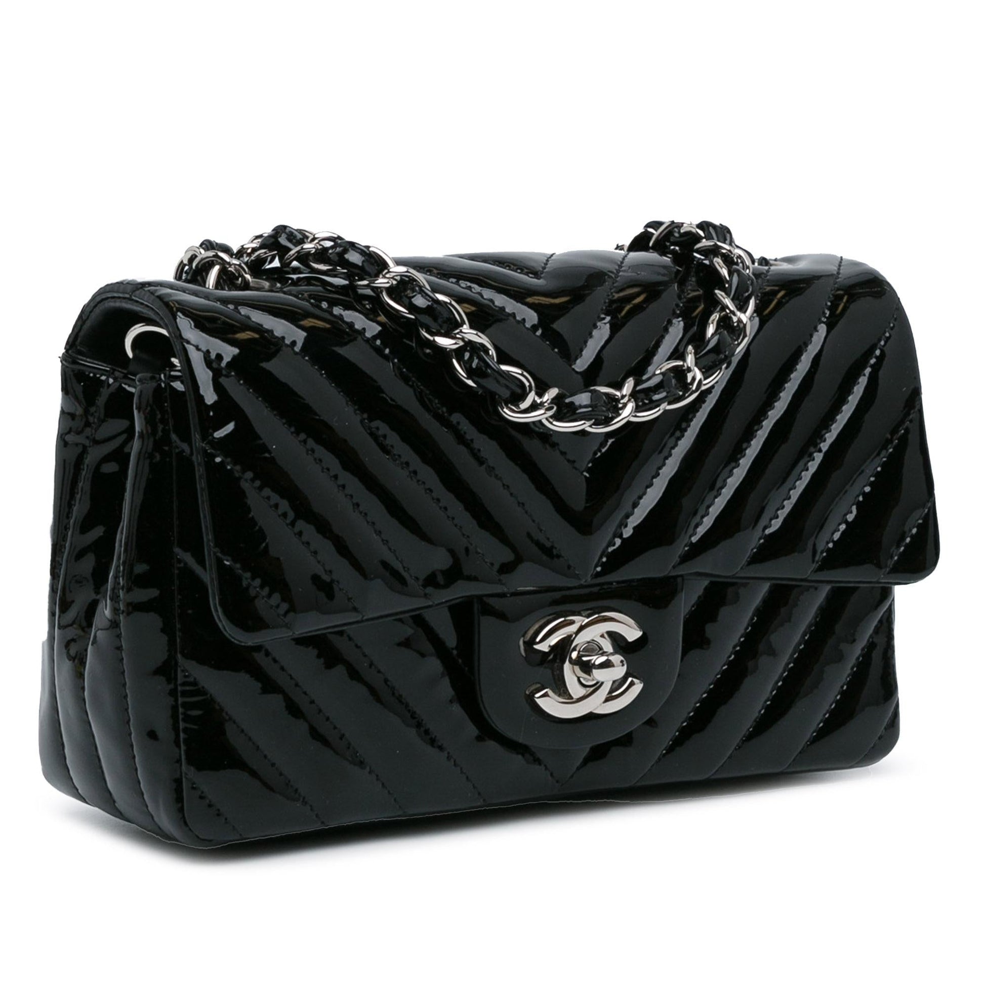 Chanel Rectangular Classic Chevron Patent Single Flap Mini Bag