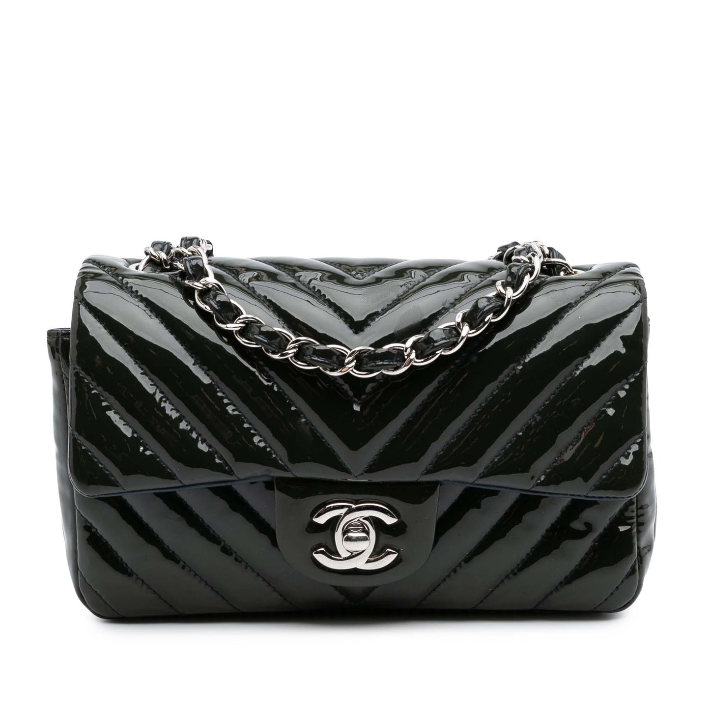Chanel Rectangular Classic Chevron Patent Single Flap Mini Bag Flap 1