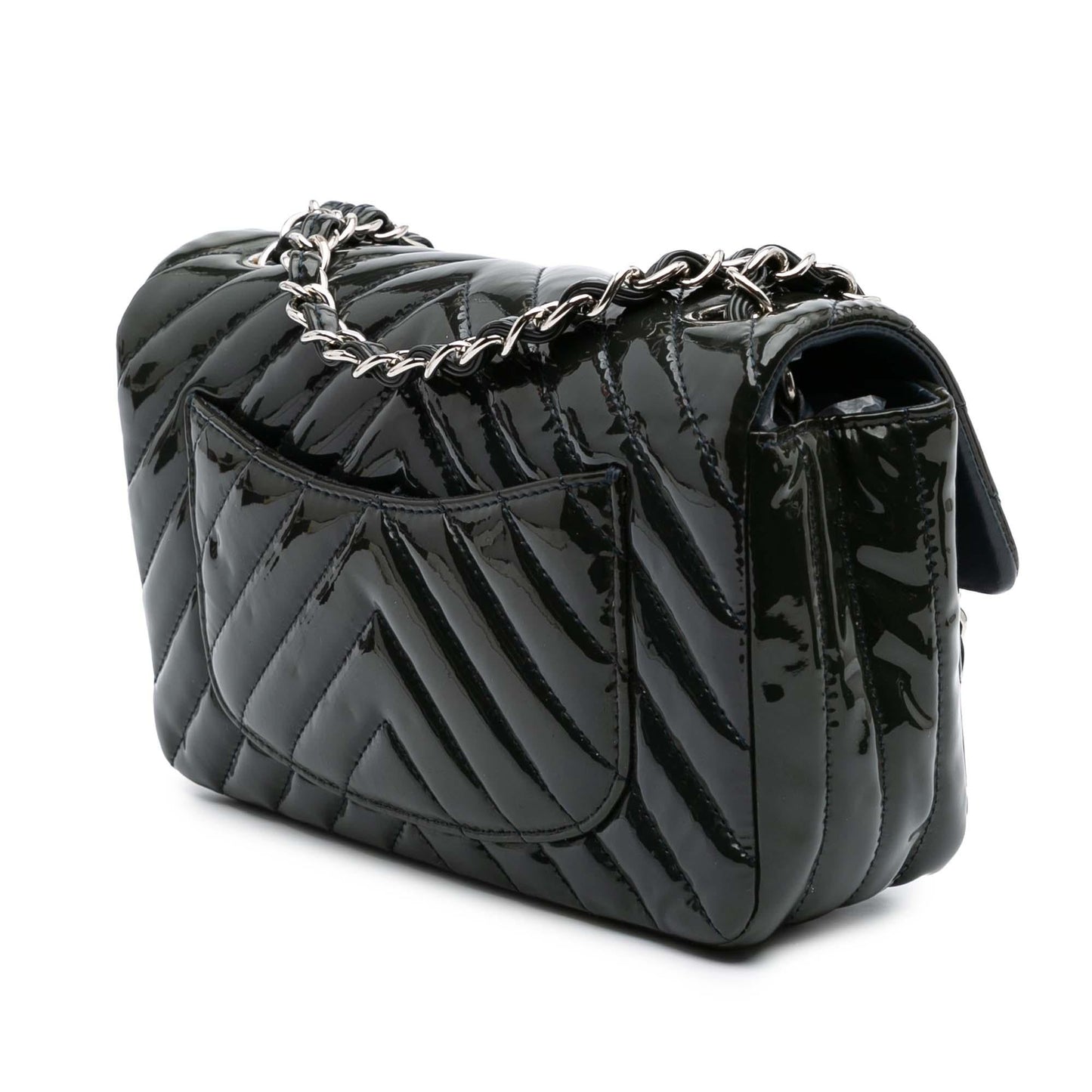 Chanel Rectangular Classic Chevron Patent Single Flap Mini Bag Flap 1