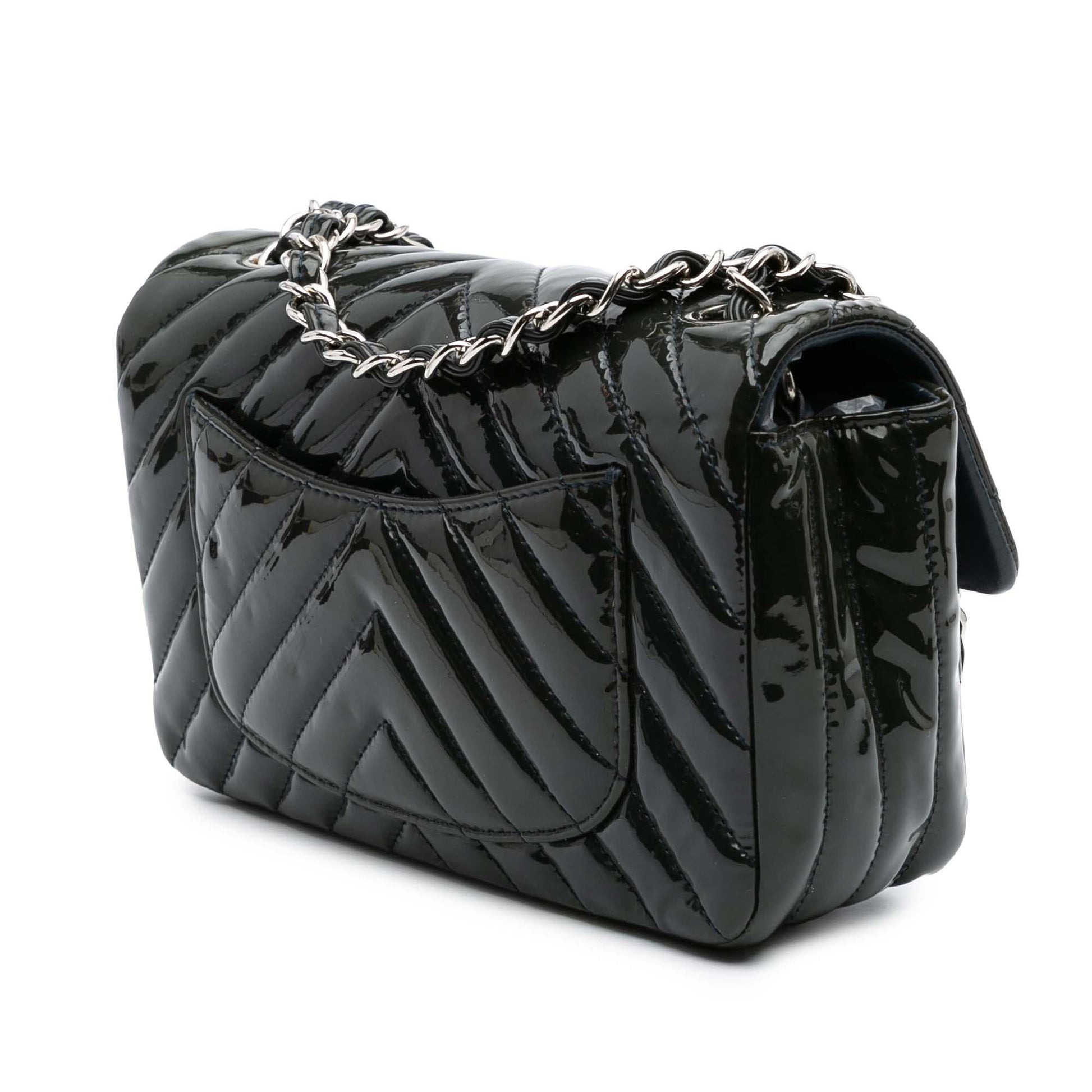 Chanel Rectangular Classic Chevron Patent Single Flap Mini Bag Flap 2