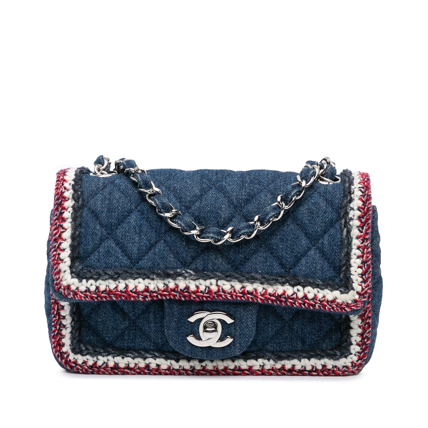 Chanel Rectangular Classic Denim Tweed Framed Single Mini Bag Single Flap
