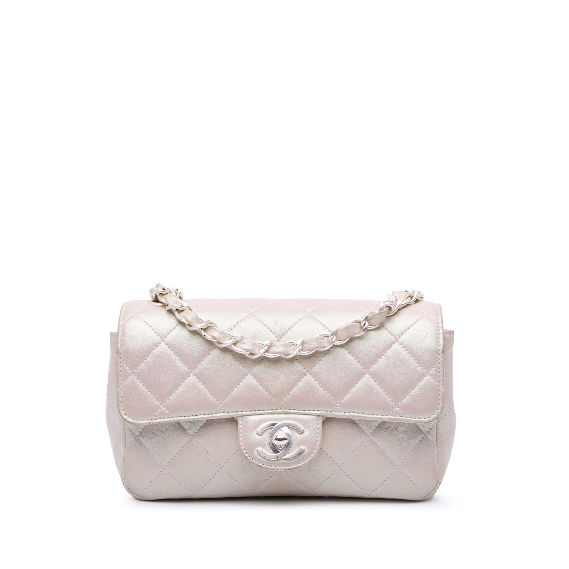 Chanel Rectangular Classic Iridescent Lambskin Single Flap Mini Bag Flap 2