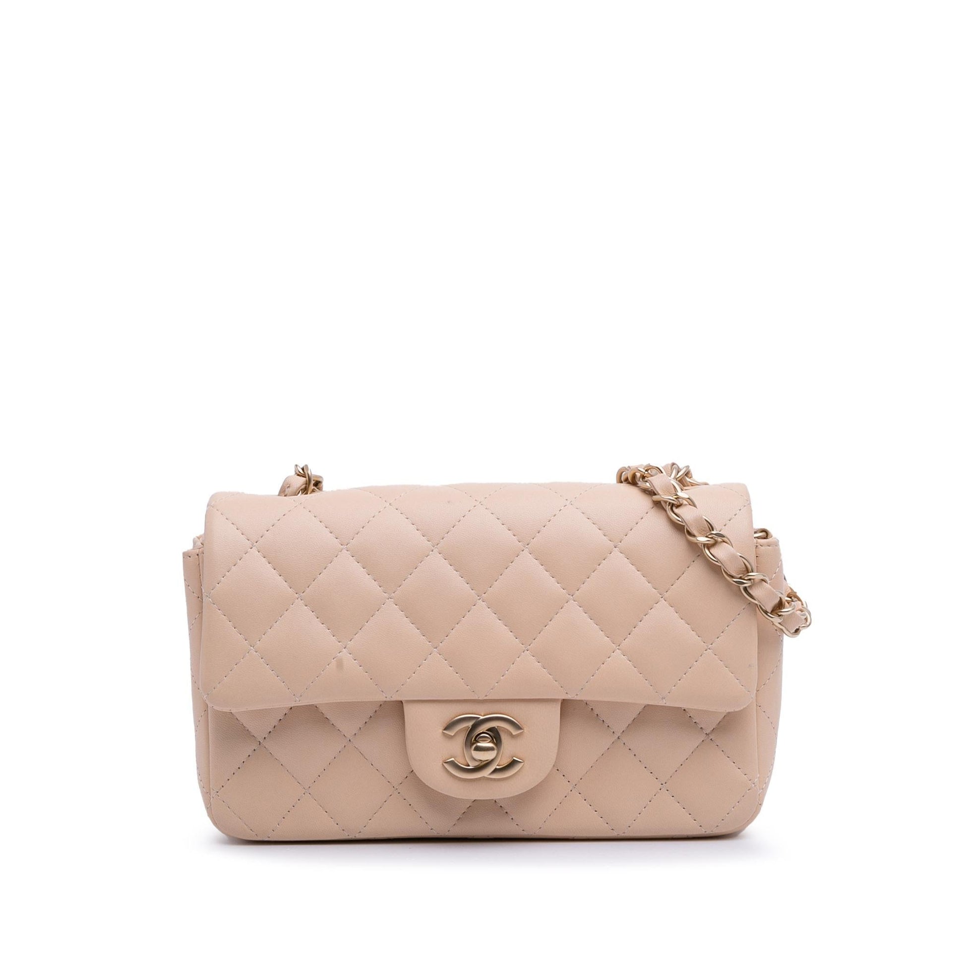 Chanel Rectangular Classic Lambskin Single Flap Mini Bag Flap 11