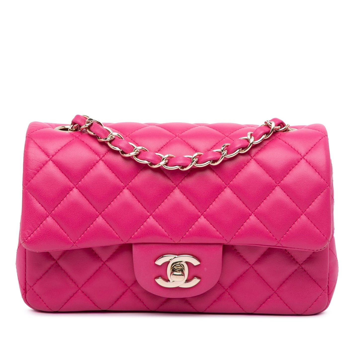 Chanel Rectangular Classic Lambskin Single Flap Mini Bag Flap 14
