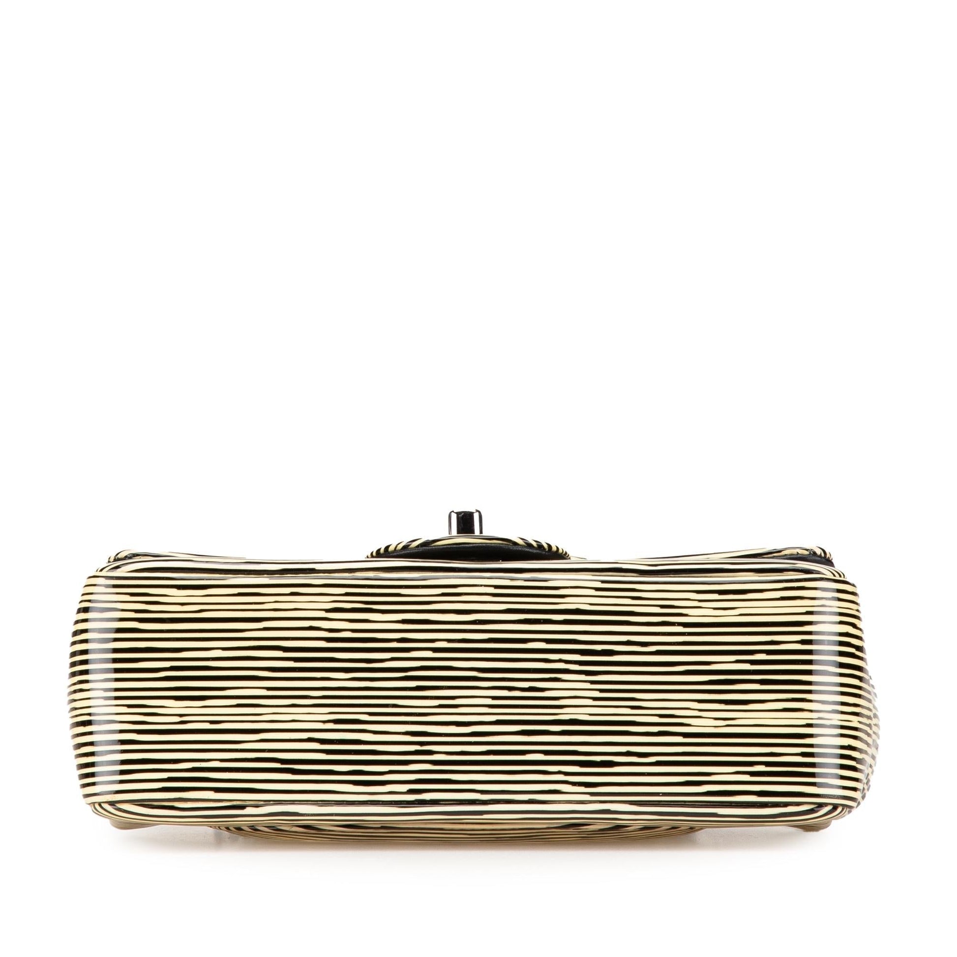 Chanel Rectangular Classic Patent Striped Single Flap Mini Bag