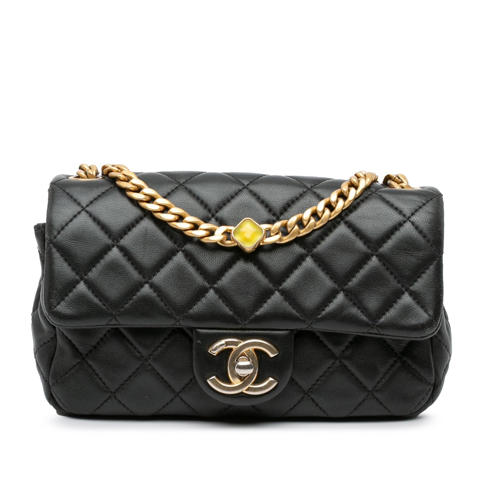 Chanel Rectangular Lambskin Pearl Samba Single Flap Mini Bag