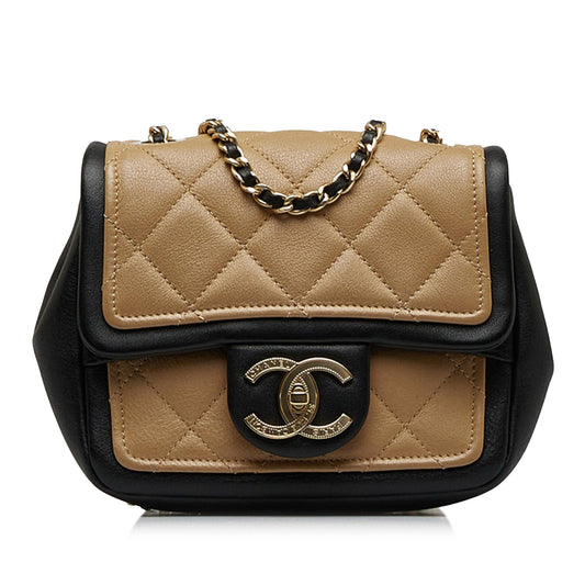 Chanel Mini Square Calfskin Graphic Flap Crossbody Bag (SHG-ohBUDA)