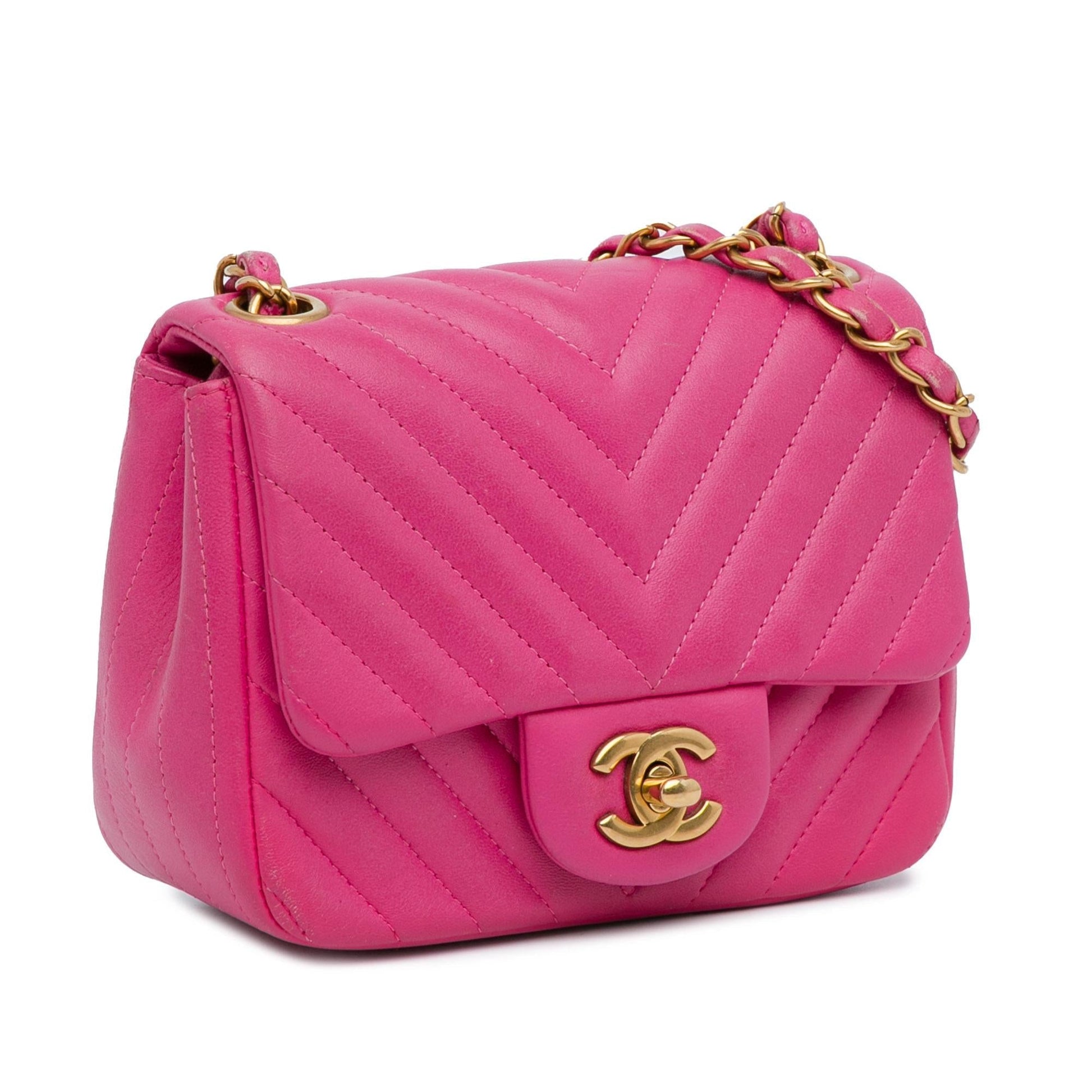 Chanel Square Classic Chevron Lambskin Flap SHG-sknHKI Mini Bag