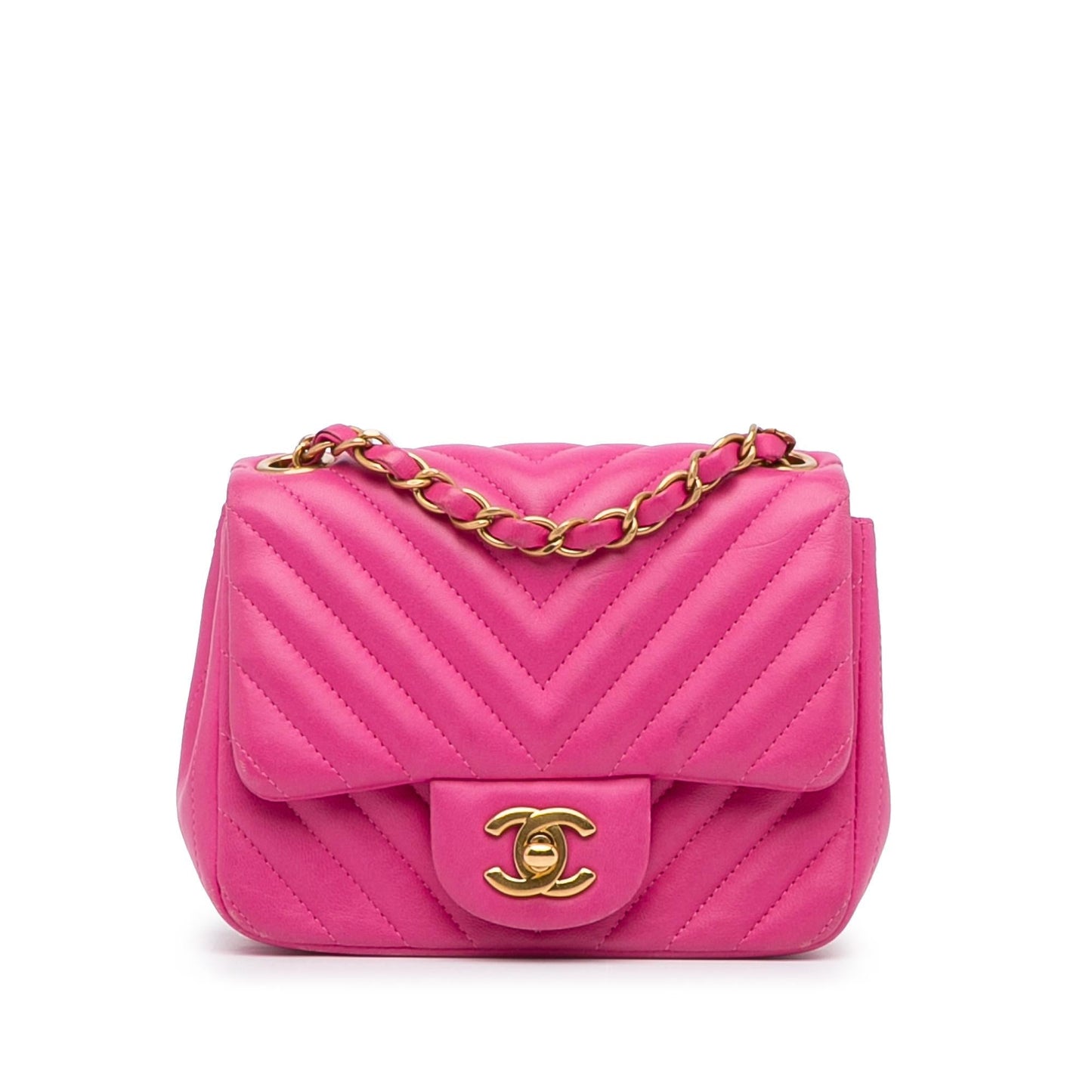 Chanel Square Classic Chevron Lambskin Flap Mini Bag Lambskin Flap