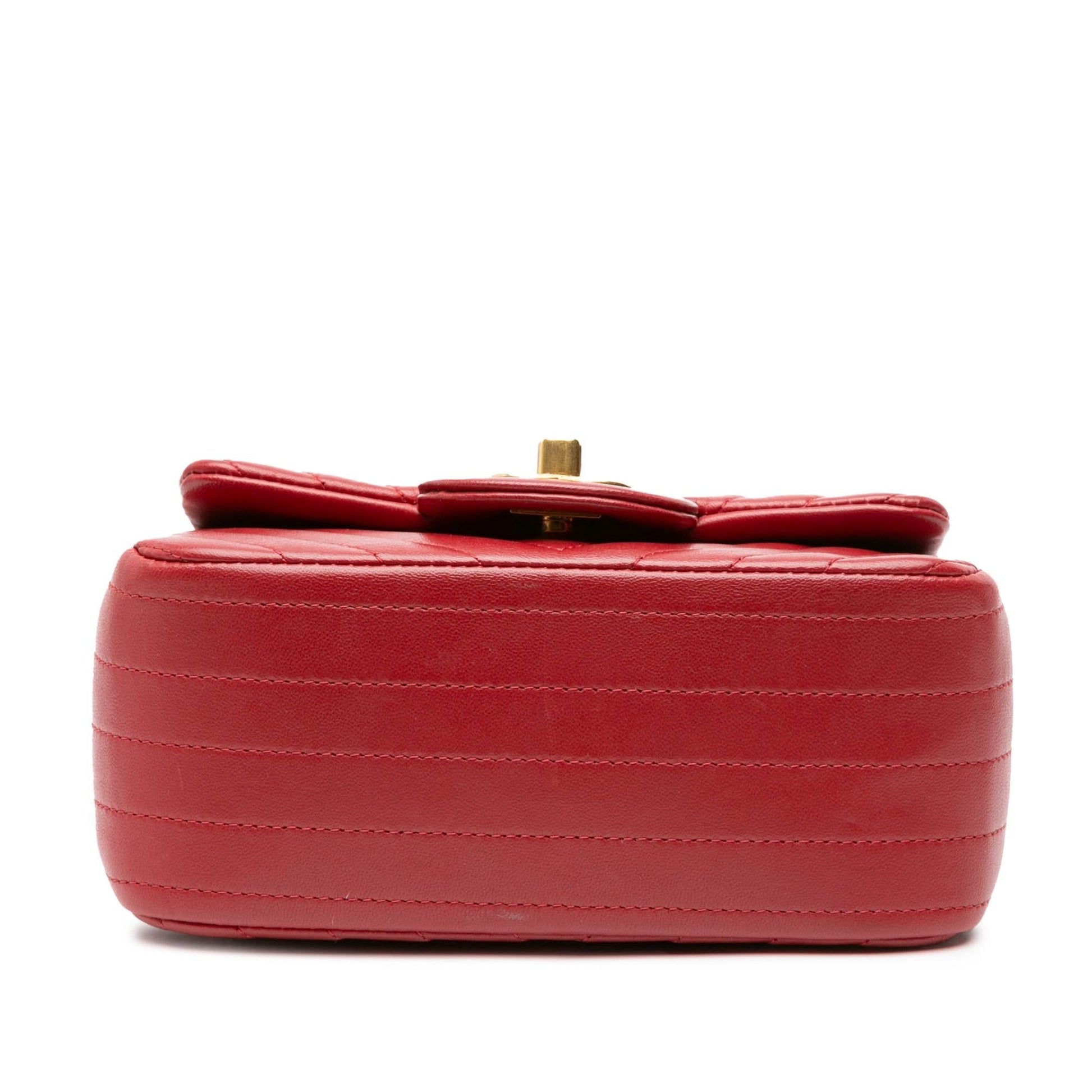 Chanel Square Classic Chevron Lambskin Single Flap Mini Bag