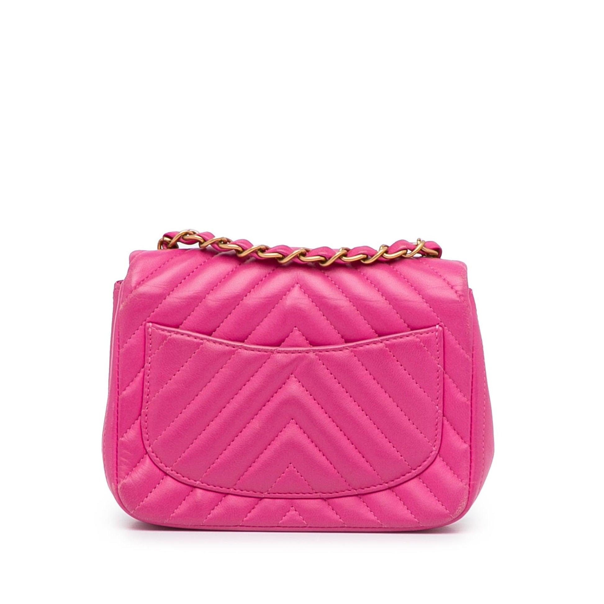 Chanel Square Classic Chevron Lambskin Single Flap Mini Bag Flap 1