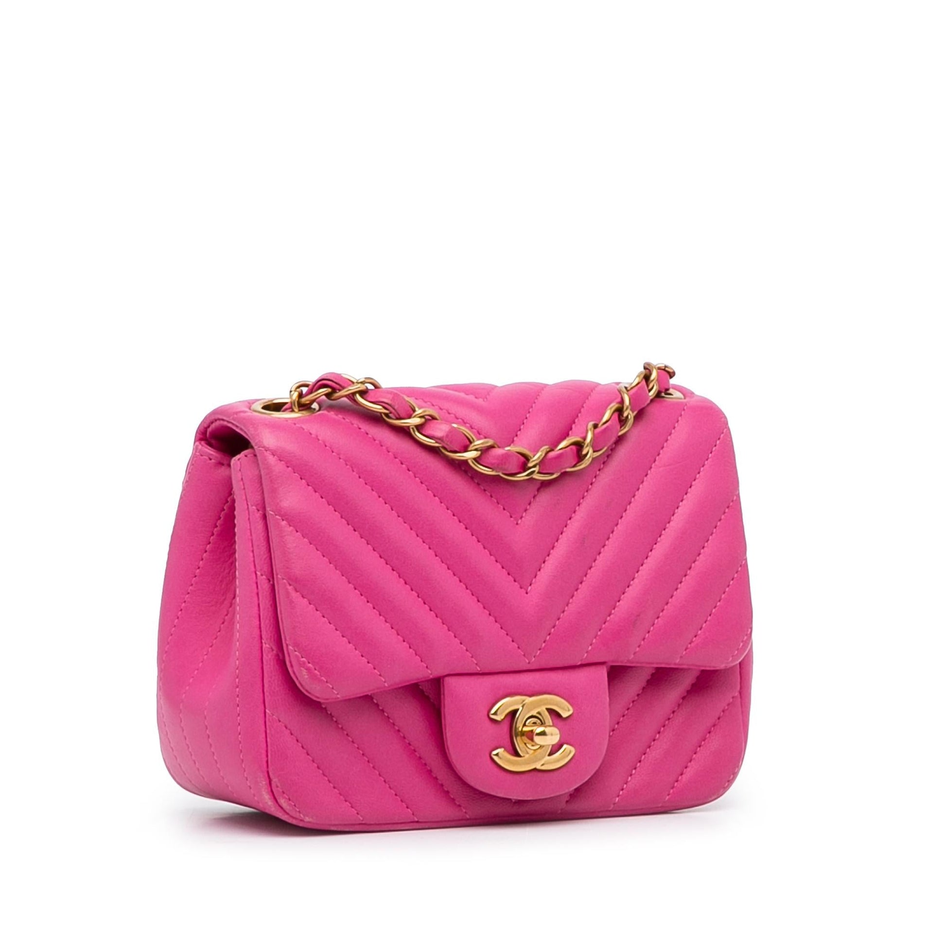 Chanel Square Classic Chevron Lambskin Single Flap Mini Bag Flap 1