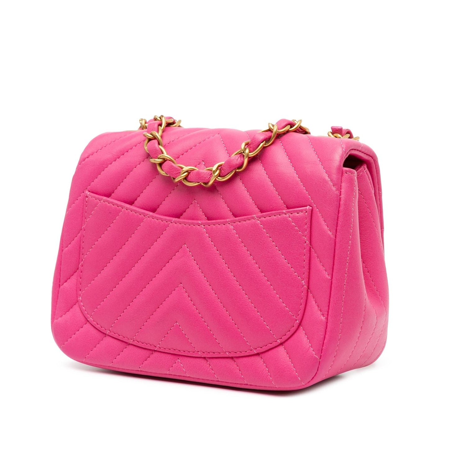 Chanel Square Classic Chevron Lambskin Single Flap Mini Bag Flap 3