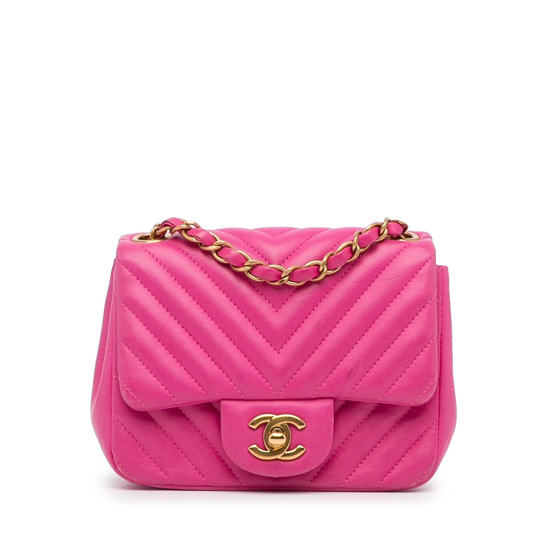 Chanel Square Classic Chevron Lambskin Single Flap Mini Bag Flap 4