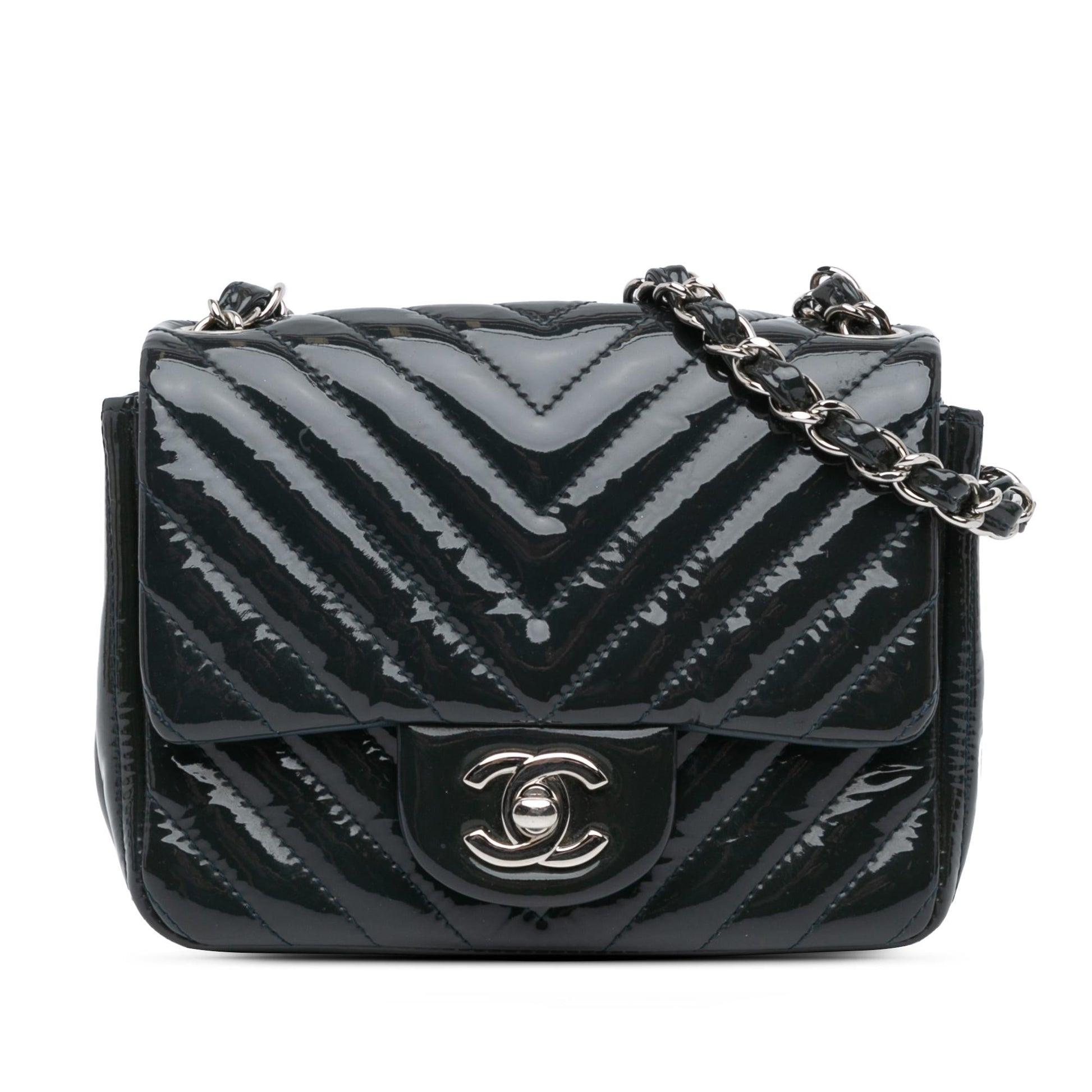 Chanel Square Classic Chevron Patent Flap Mini Bag Patent Flap