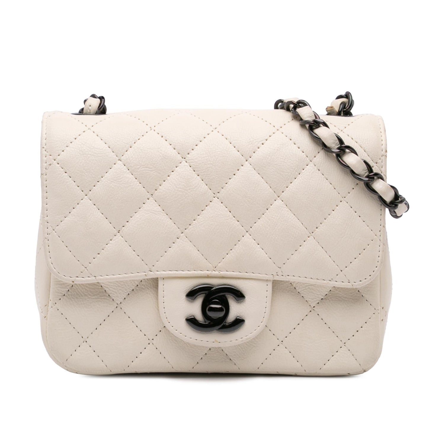 Chanel Square Classic Crumpled Calfskin Single Flap Mini Bag
