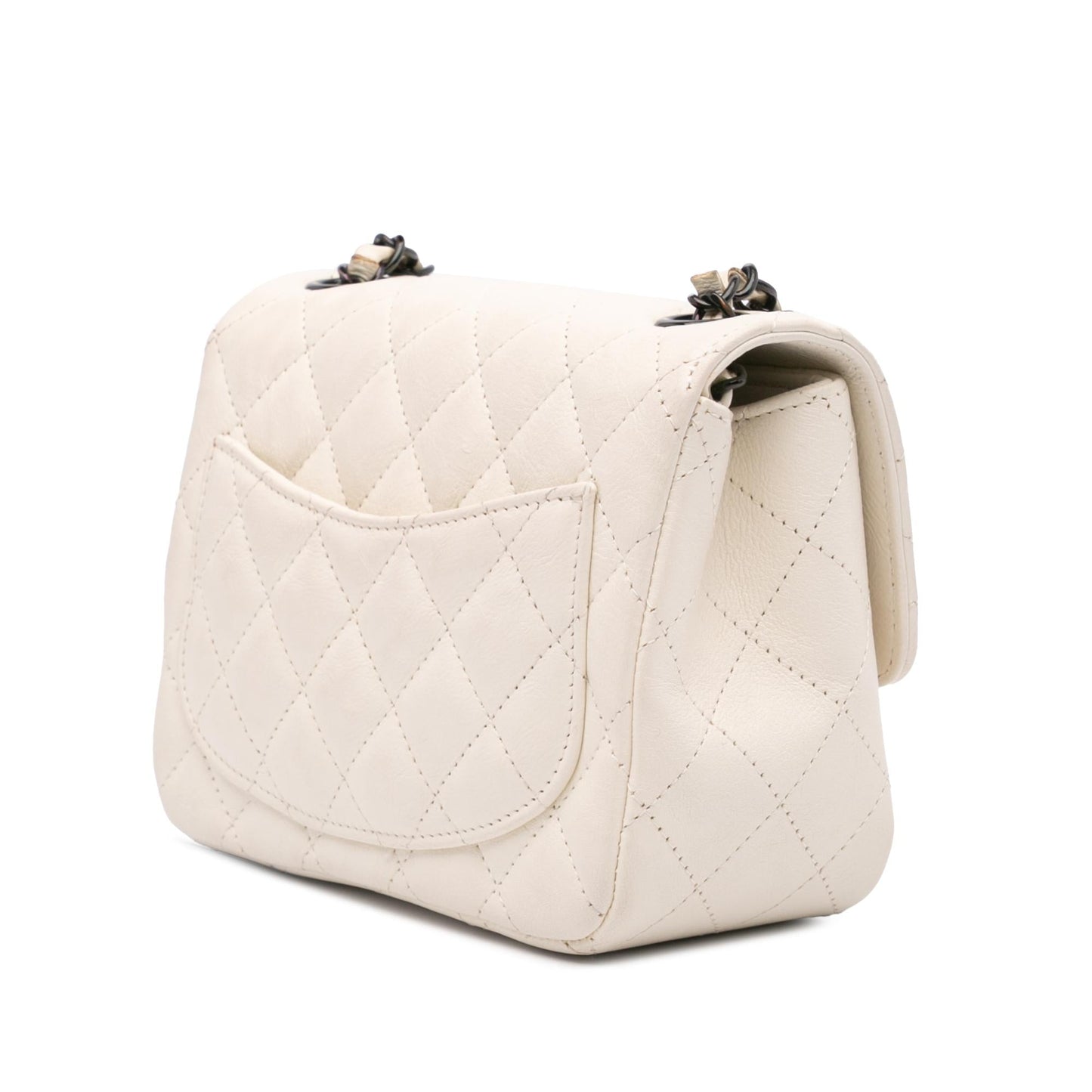 Chanel Square Classic Crumpled Calfskin Single Flap Mini Bag Flap 1