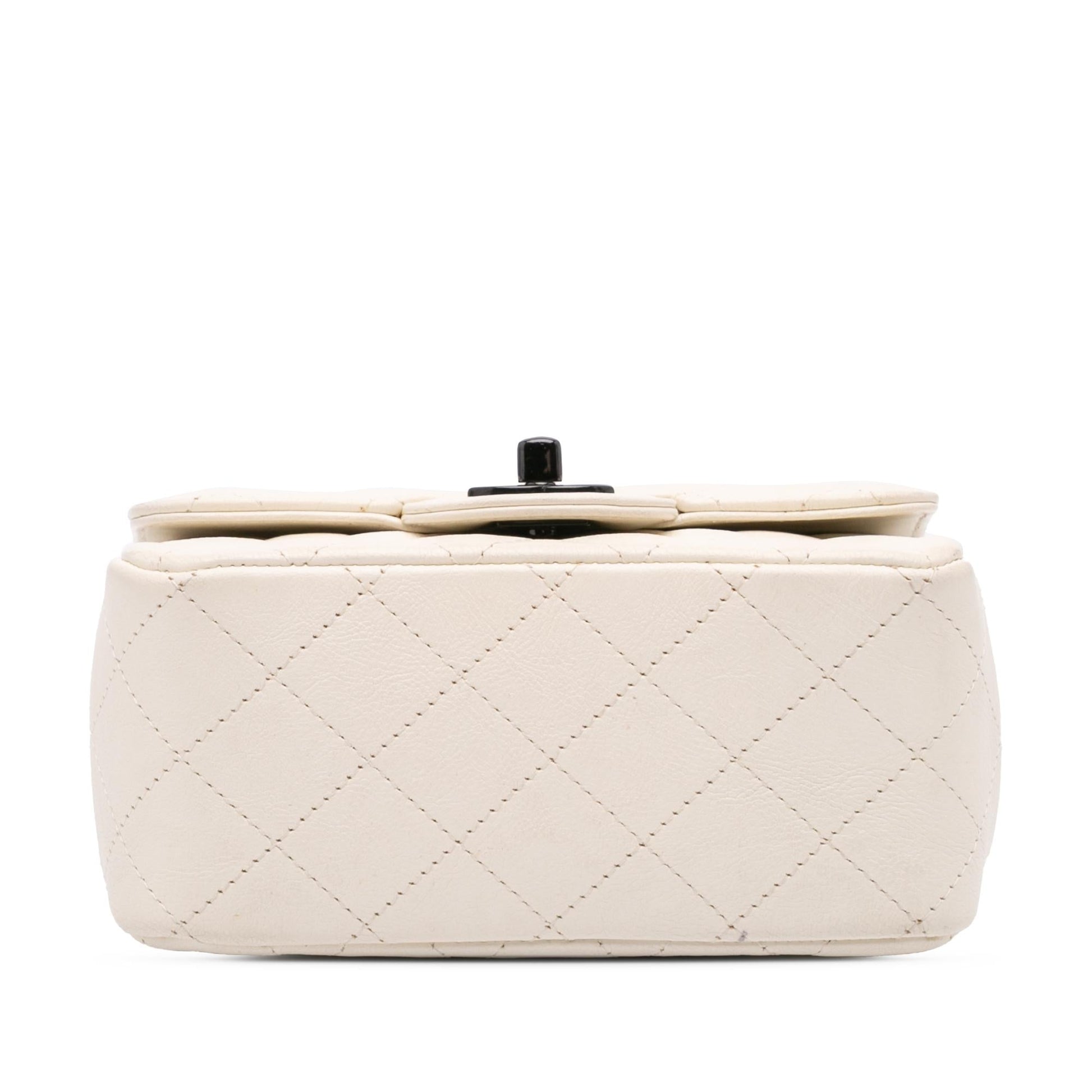 Chanel Square Classic Crumpled Calfskin Single Flap Mini Bag Flap 2