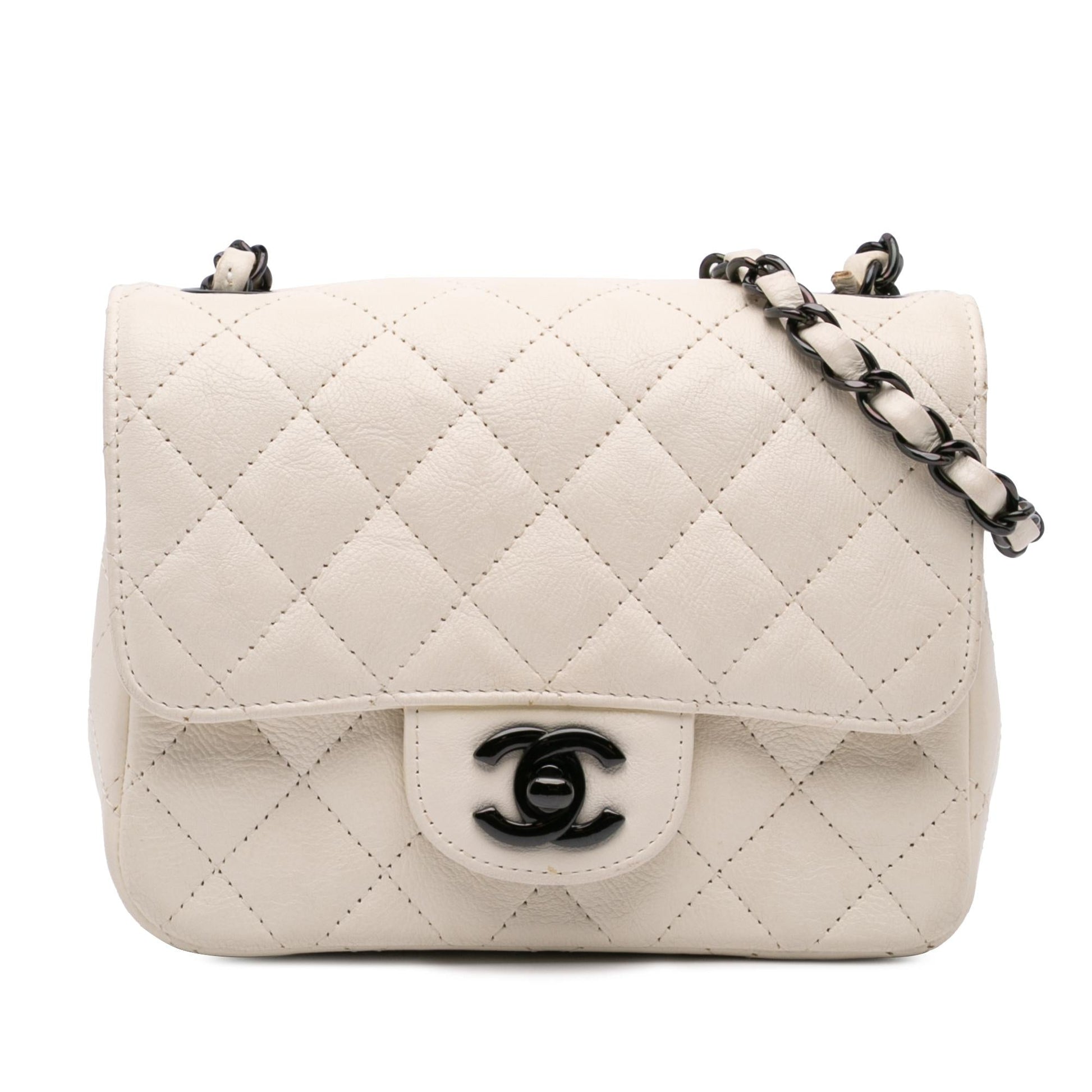 Chanel Square Classic Crumpled Calfskin Single Flap Mini Bag Flap 2
